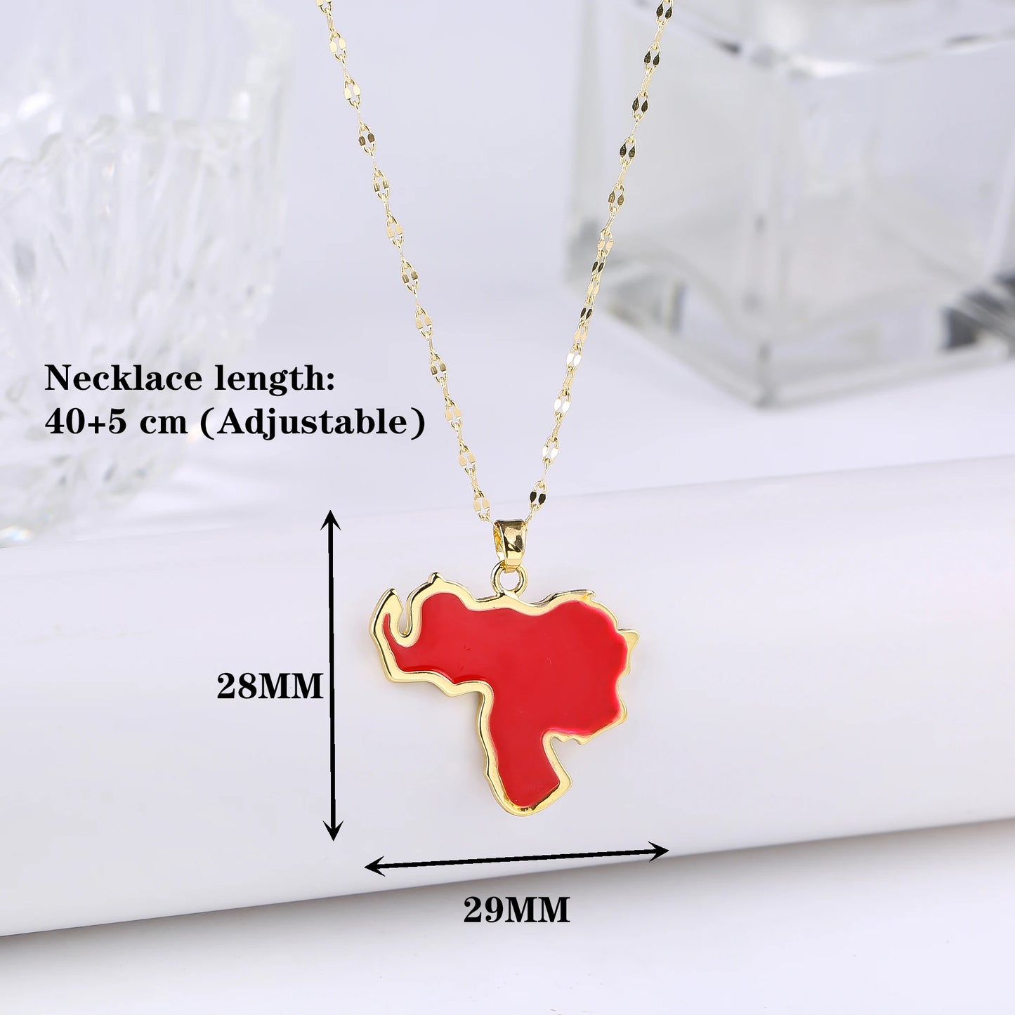 New Classic Venezuela Dominica Mexico Map Flag Pendant Necklace For Men Women Party Festival Ethnic Gold Color Jewelry Gift