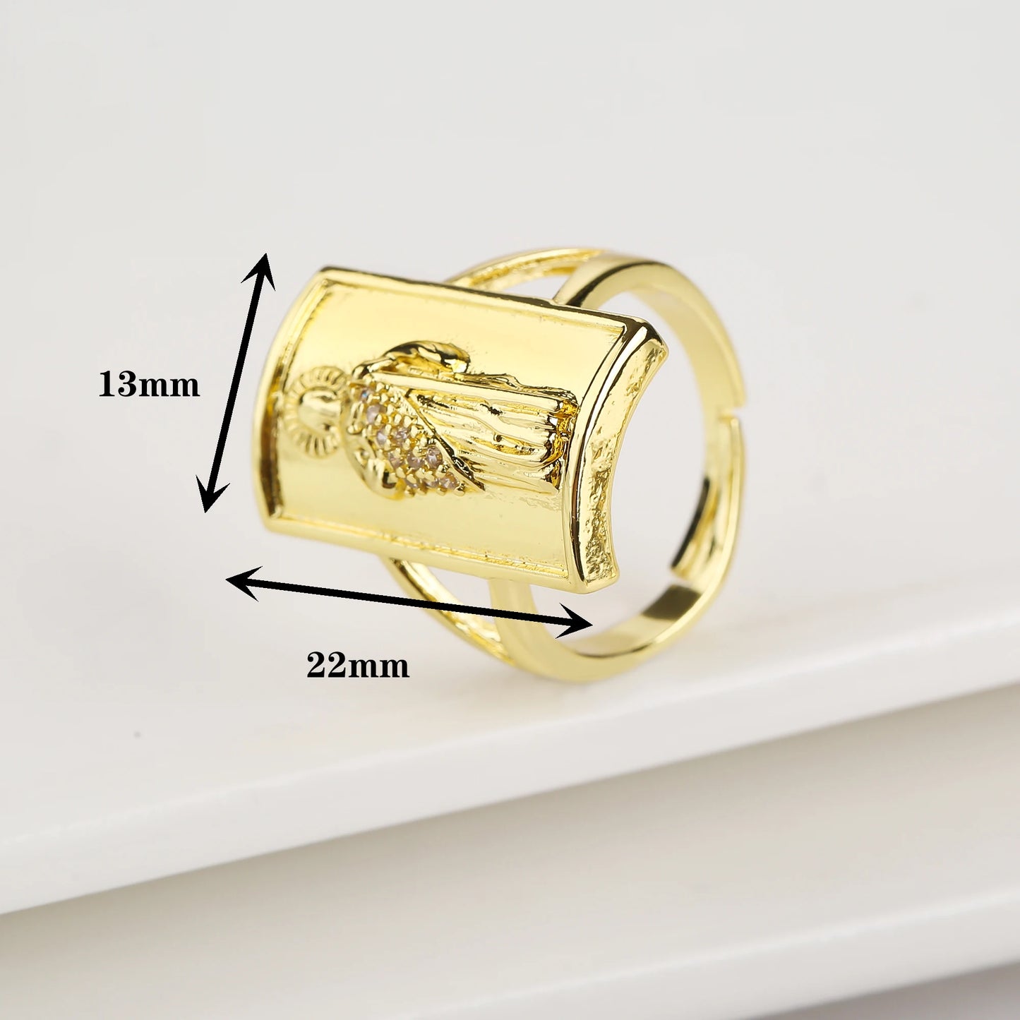 Gold Plated Classic Religious Character St. Jude Adjustable Ring Fashion for Man Woman Party Wedding Jewelry Gift Daily Wear