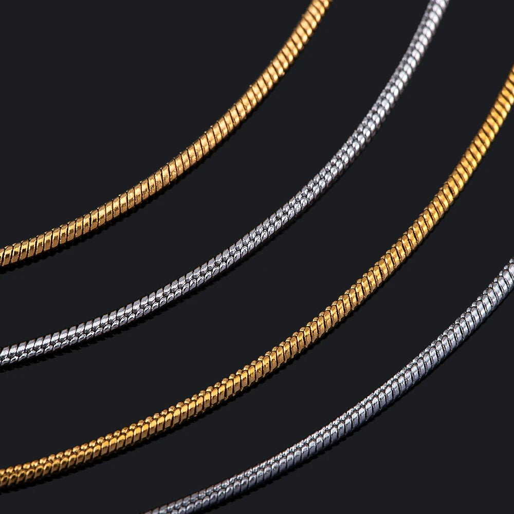 5pcs 1pc Stainless Steel Round Snake Chain Lobster Clasp Adjustable Stick with Silicon Bead Necklace Part Fashion Jewelry Making