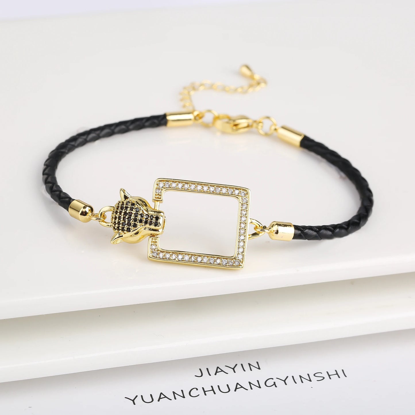 15 Style Hot Sale Shiny Zirconia Animal Leopard Head Leather Braided Bracelet Hip Hop for Men Women Fashion Jewelry Accessories