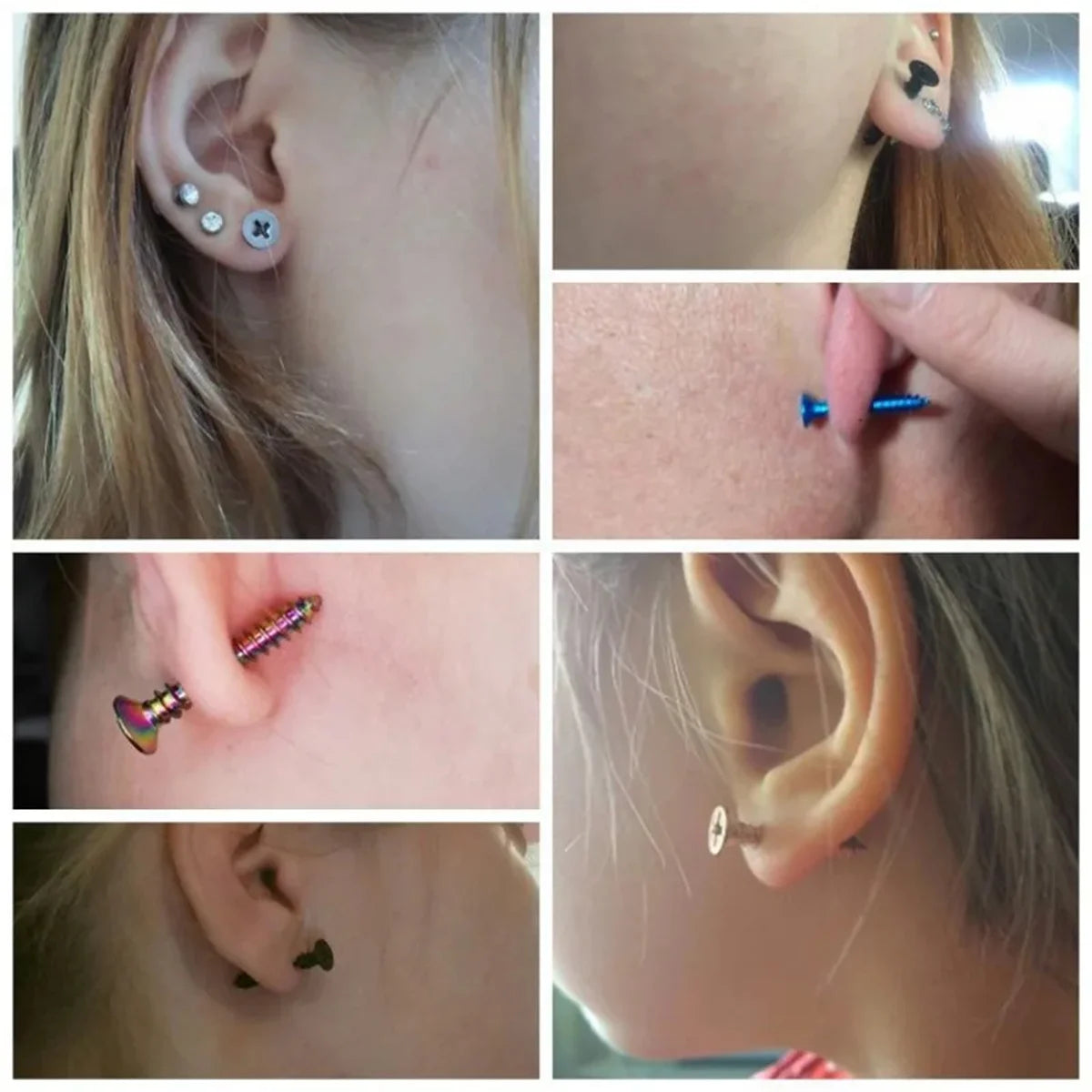 2pcs Fashion Punk 316L Stainless Steel Nail Screw Stud Earring for Women Men,Cartilage Tragus Helix Ear Piercings Jewelry