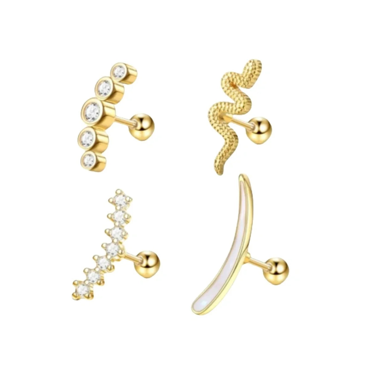 1/4/6/8Pcs 16G Stainless Steel Screw Back Stud Earrings for Women,Cubic Zerconia Cartilage Conch Helix Ear Piercing Jewelry