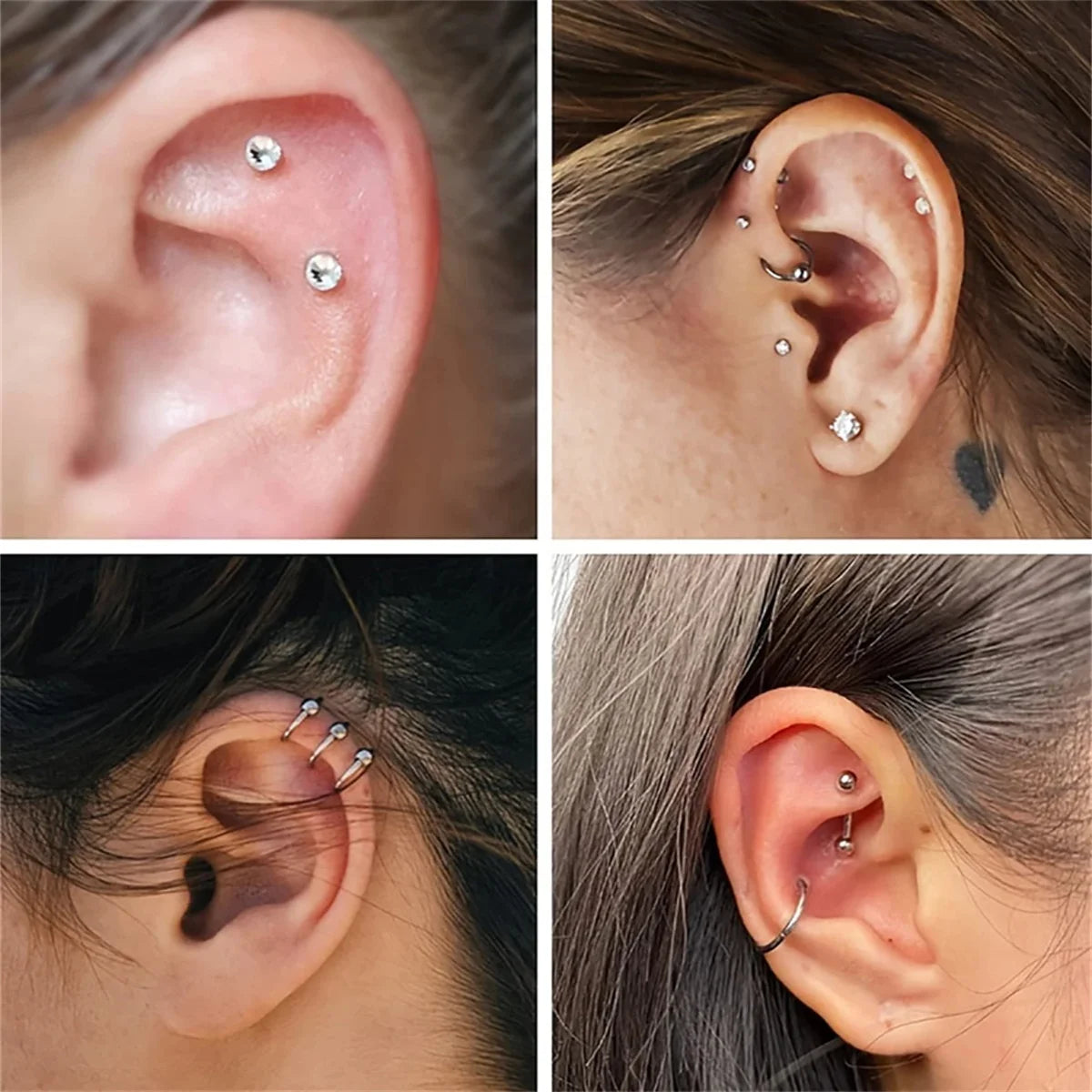 2/14 Pcs Hypoallergenic Butterfly Moon Cartilage Earring Studs,Tragus Conch Piercing Jewelry Daith Helix Conch Hoop Earrings