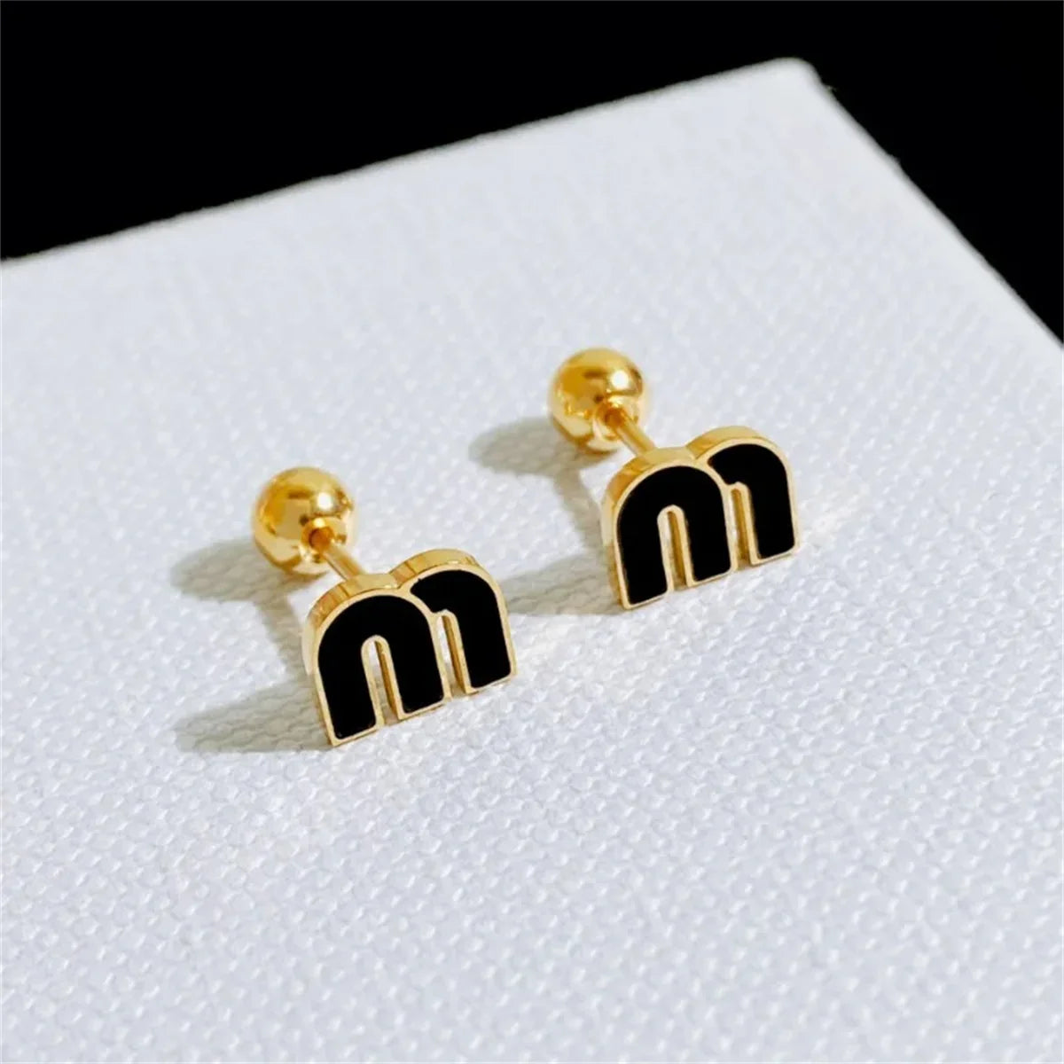 2/6pcs 18k Gold-plated Titanium Steel Letter M Stud Earrings for Women,Delicate Cute Tiny Earrings Jewelry Gift
