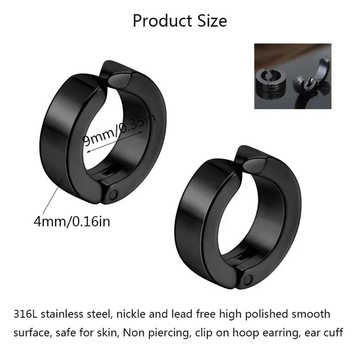 8/12pcs Fashion 316 Stainless Steel Ear Cip On Earrings,Hole Free Magnetic Ear Cuff Zircon False Earring Set Suitable Daily Wear