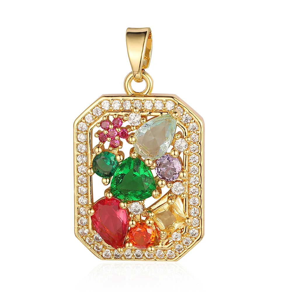 3pcs/Lot Cross Sunflower Cubic Zirconia Pendant Life Tree Maple Leaf Grape Cherry Brass CZ Charms DIY Jewelry Necklace Pendants