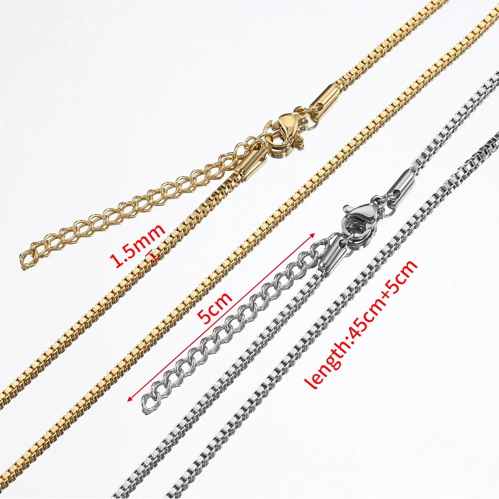 10pcs 5pcs Stainless Steel Bead Chain Necklace Chains for DIY Jewelry Making Findings 45cm+5cm Chain with Lobster Clasps No Fade