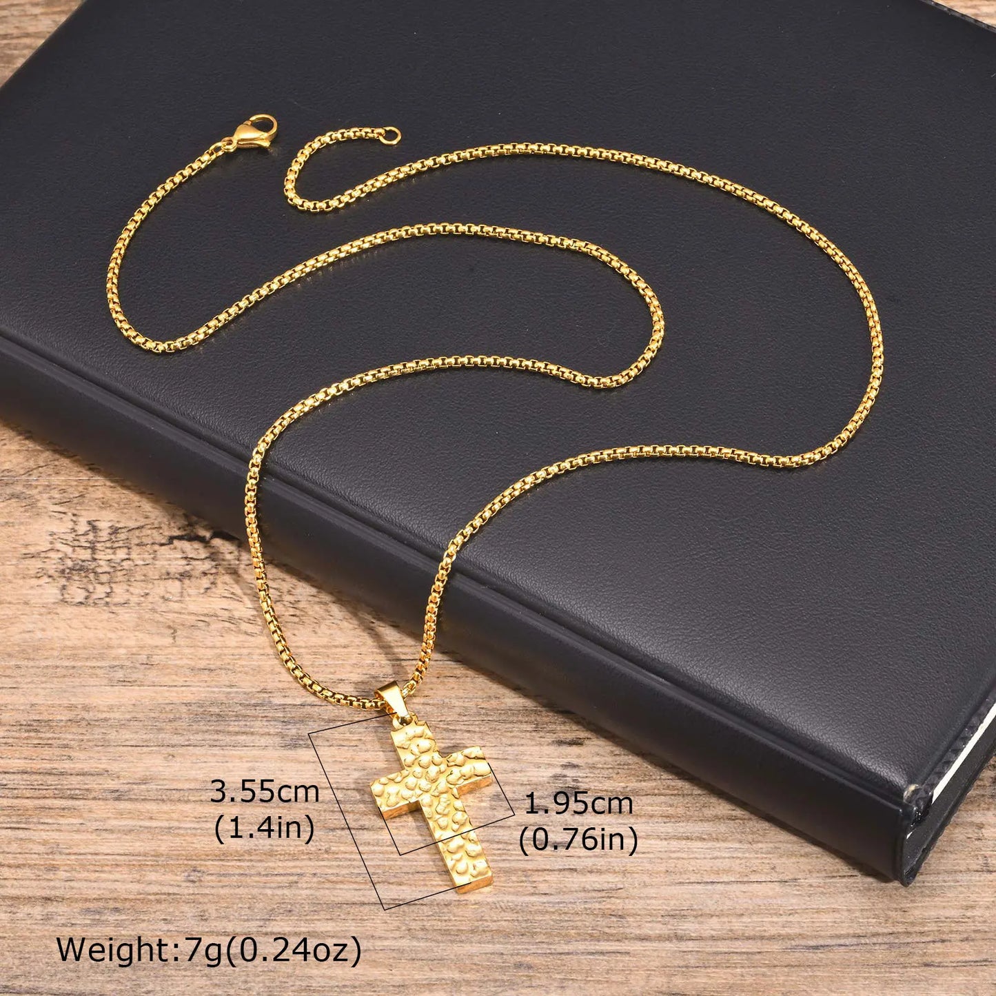 Vnox Christian Religion Necklaces For Women Men,Stainless Steel Chain Cross Pendant Charm Necklace,Classic Gold Plated Jewelry