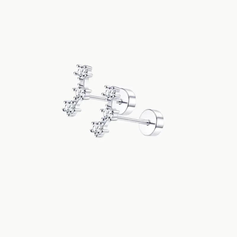 2/14 Pcs 20G Tiny Stainless Steel Screw Back Stud Earrings Set for Women, Simple Hinged Nose Rings Huggie Hoop Earring Jewelry