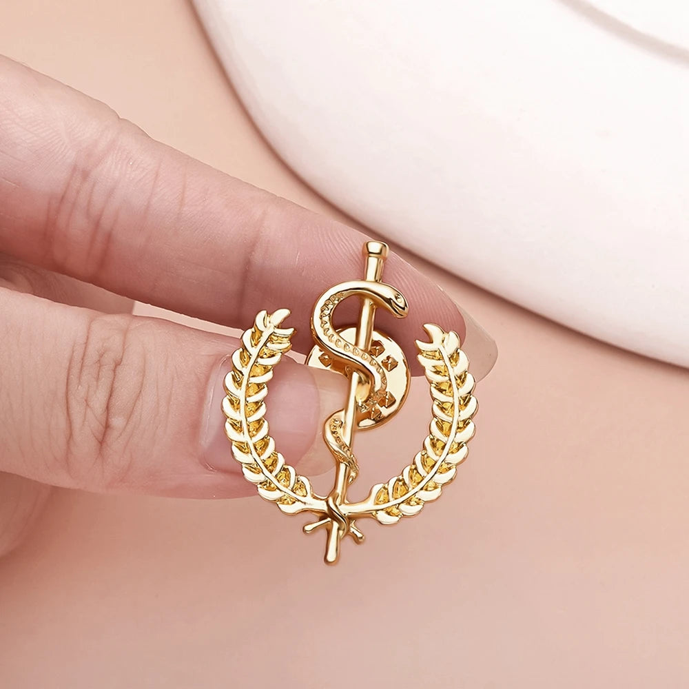 Hanreshe Medical Caduceus Brooch Pin Set Doctor Nurse Lapel Hat Bag Badge Brooches Medicine Psychology Surgery Jewelry Gifts