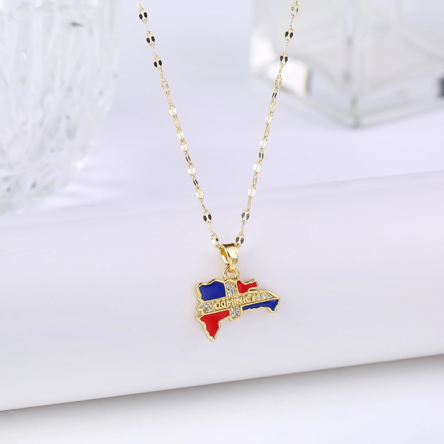 New Classic Venezuela Dominica Mexico Map Flag Pendant Necklace For Men Women Party Festival Ethnic Gold Color Jewelry Gift