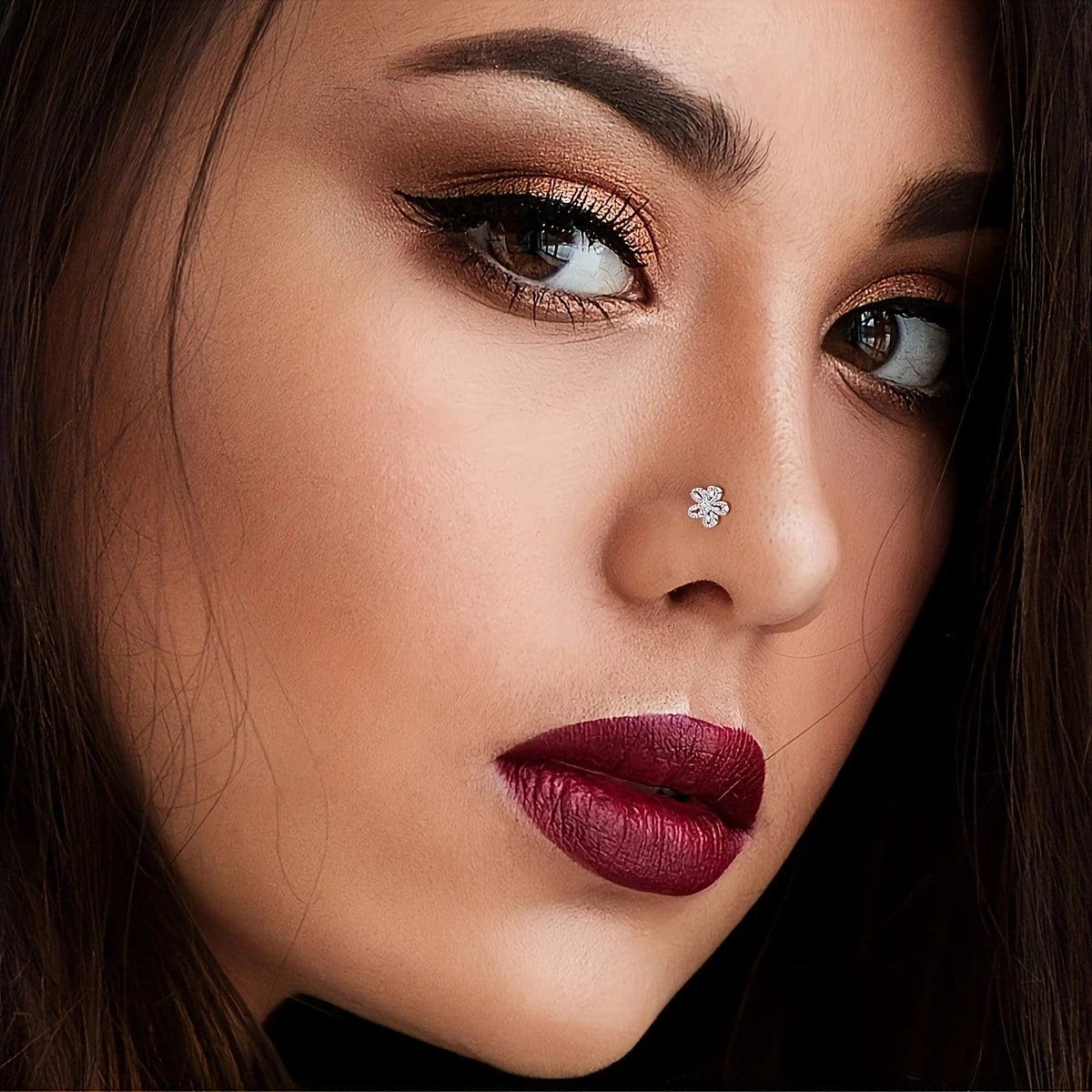 6Pcs 20G 316 Stainless Steel Elegant Screw Nose Rings for Women,Shiny Cubic Zirconia - L-shaped L Shape Nose Piercings Jewelry