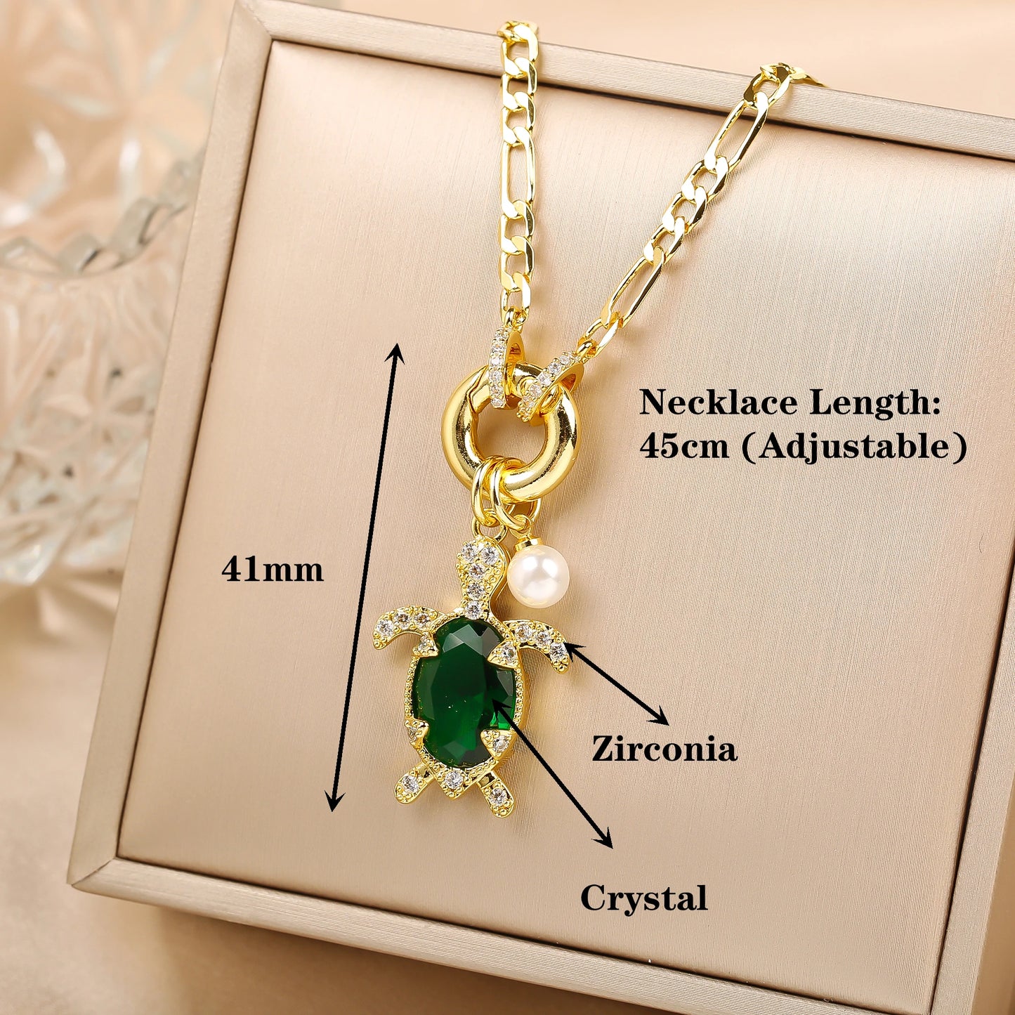 Hot Sale Cute Crystal Sea Turtle Animal Pendant Necklace High Quality Women Girls Casual Party Clavicle Chain Jewelry Gift