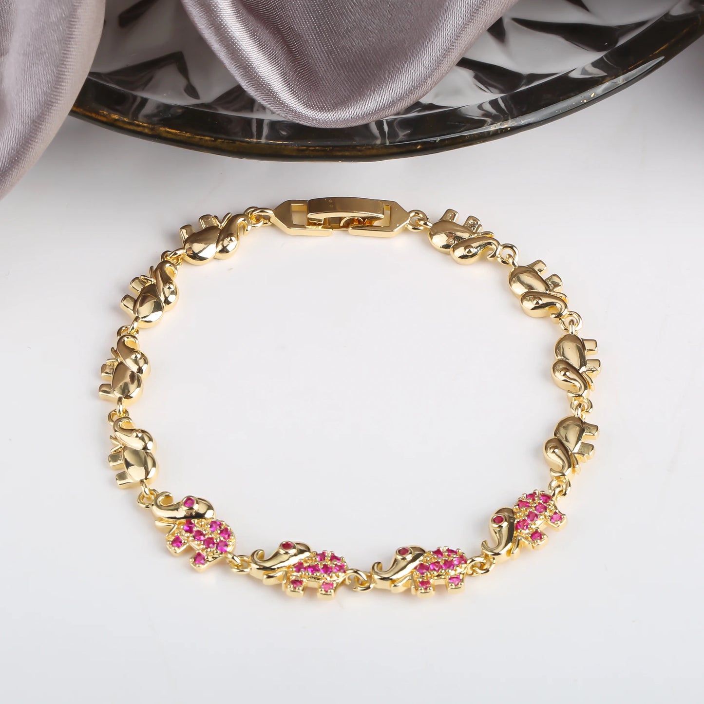 6 Colors New Trendy Gold plated Zirconia Elephant Bracelet Fashion Animal Bangle Punk Style For Woman Jewelry Gift Daily Wear
