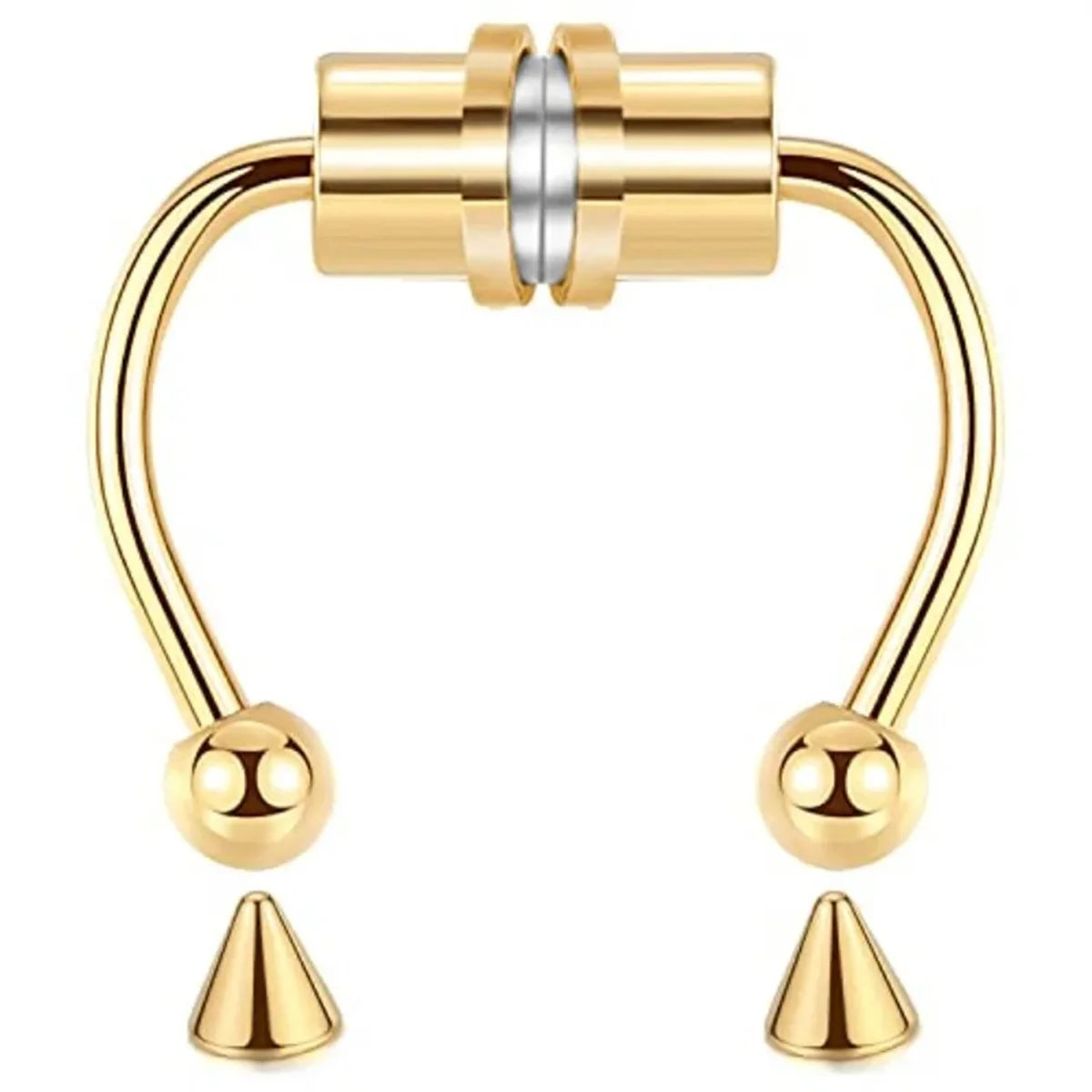 1/2/3/4/5pcs Fake Magnetic Stainless Steel Nose Rings,Non Piercing Septum Rings Magnetic Nose Ring Clipped Onto The Nose