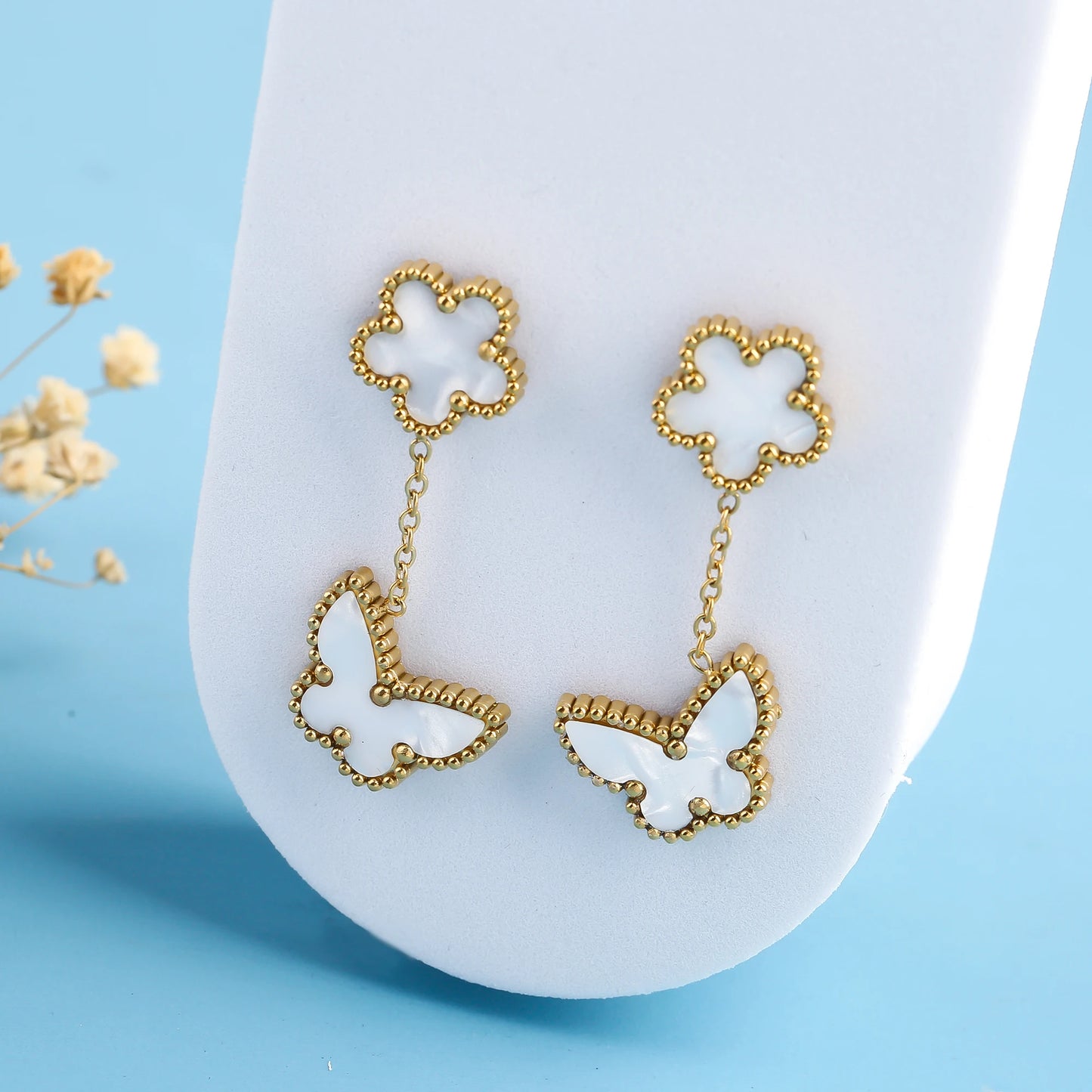 6 Colors Simple Botanical Five Leaf Flower Stainless Steel Stud Earring Classic for Woman Party Jewelry Accessories Clover