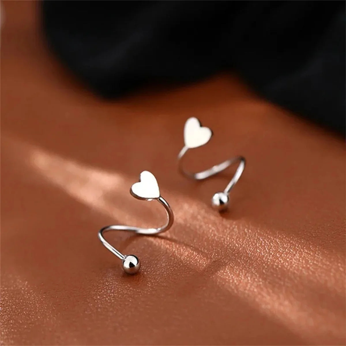 2pcs Stainless Steel Twist Love Heart Star Stud Earrings,S Shape Hypoallergenic Daith Helix Ear Cartilage Tragus Piercing Gift