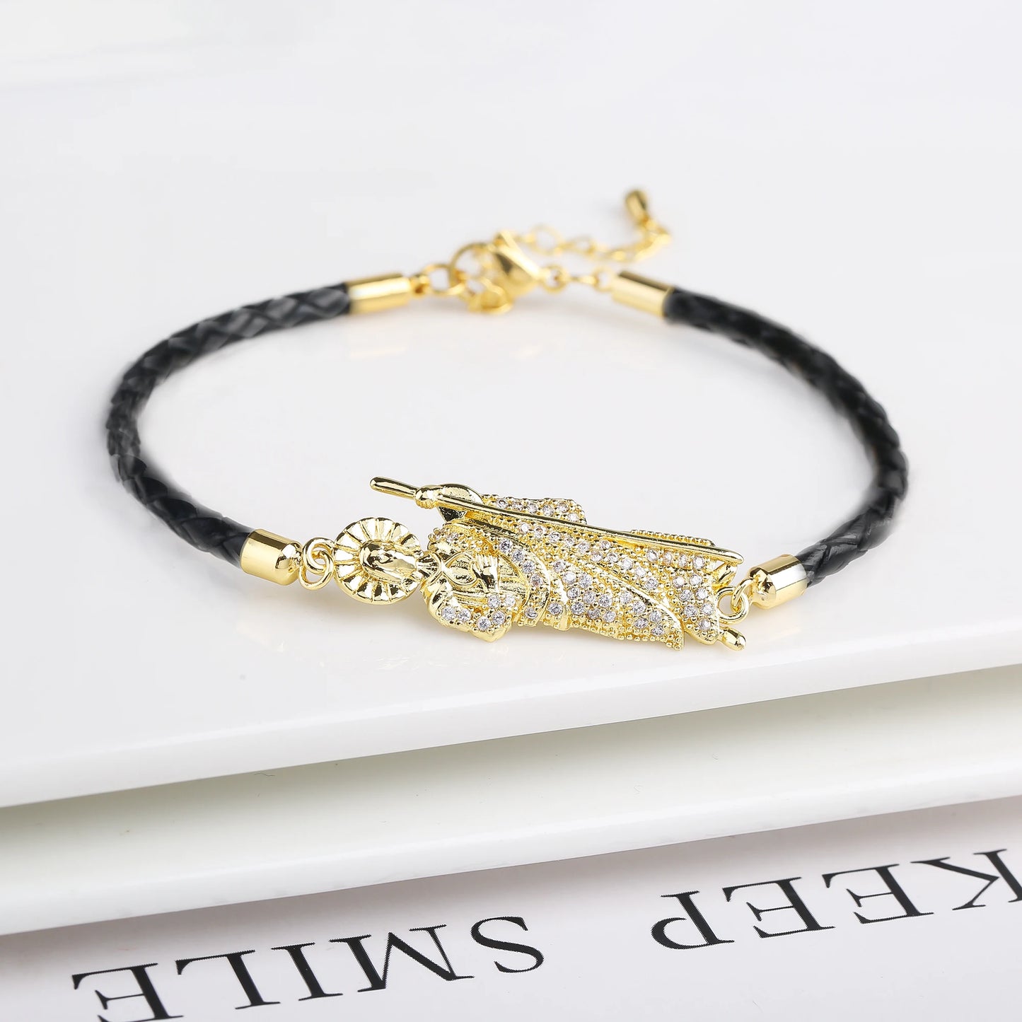 Hot Sale Green Pink Religious St. Jude Leather Rope Braided Jewelry Bracelet Fashion for Man Woman Daily Party Zirconia Jewelry