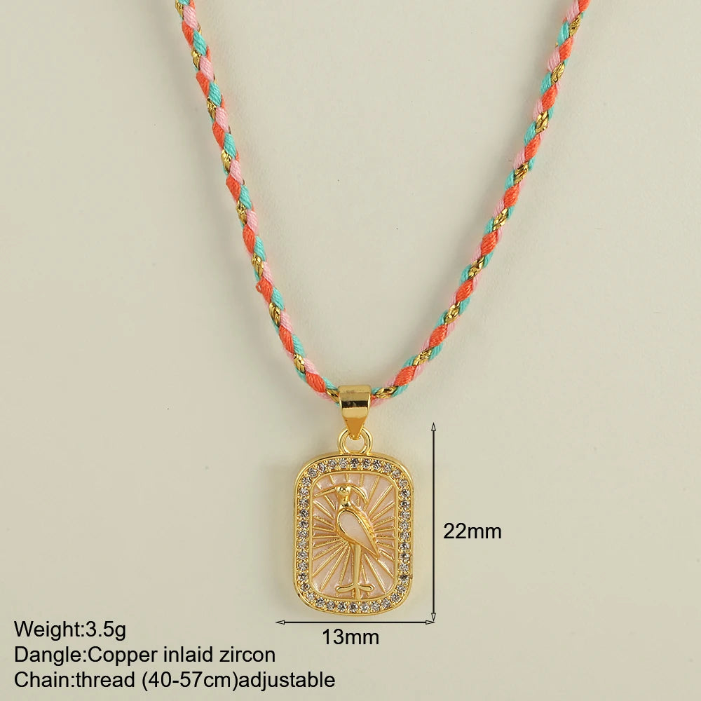 Bohemian POP Art Heart Necklace For Women Gothic Evil Blue Eye Collars Handwoven Wool Chain Choker Tarot Card Summer Jewelry