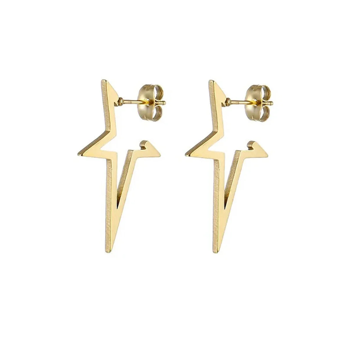2pcs Stainless Steel Pentagonal Star Shape Punk Stud Earrings For Men Women,Simplicity Cool Hypoallergenic Piercing Jewelry