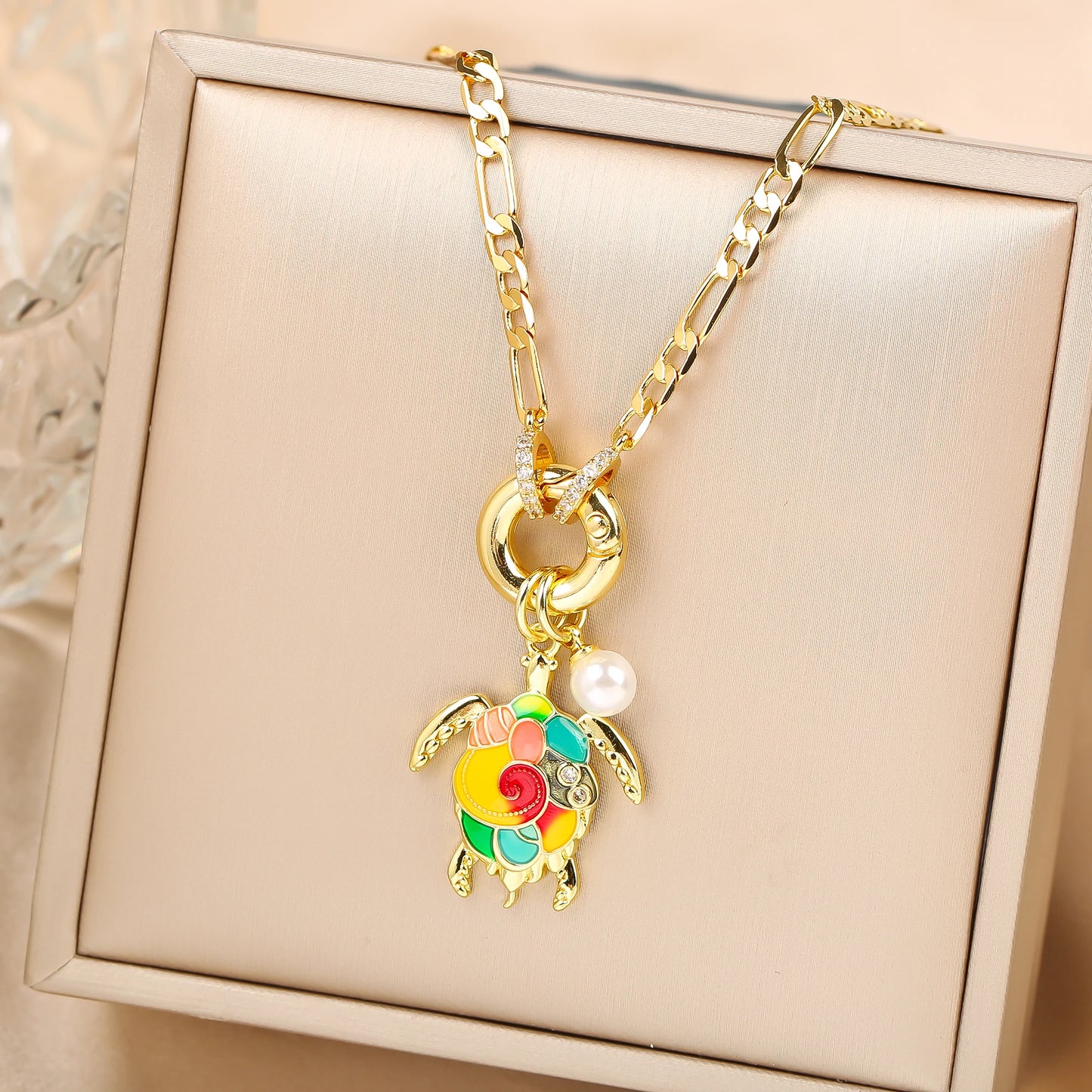Hot Sale Cute Crystal Sea Turtle Animal Pendant Necklace High Quality Women Girls Casual Party Clavicle Chain Jewelry Gift