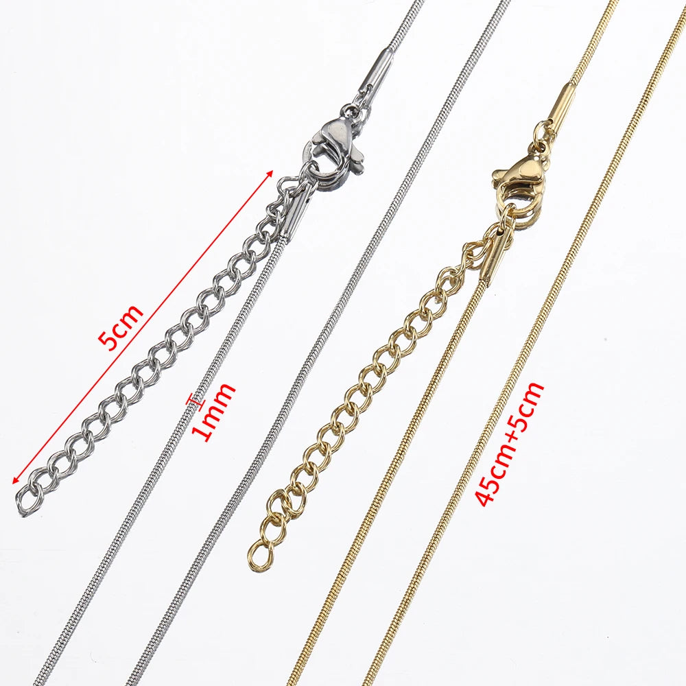10pcs 5pcs Stainless Steel Bead Chain Necklace Chains for DIY Jewelry Making Findings 45cm+5cm Chain with Lobster Clasps No Fade