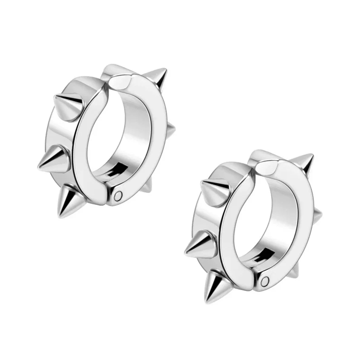2/4pcs Punk Style 316L Stainless Steel Spine Earring,Clip On Non Piercing Hoop Earring Fashion Fake Piercing Jewelry