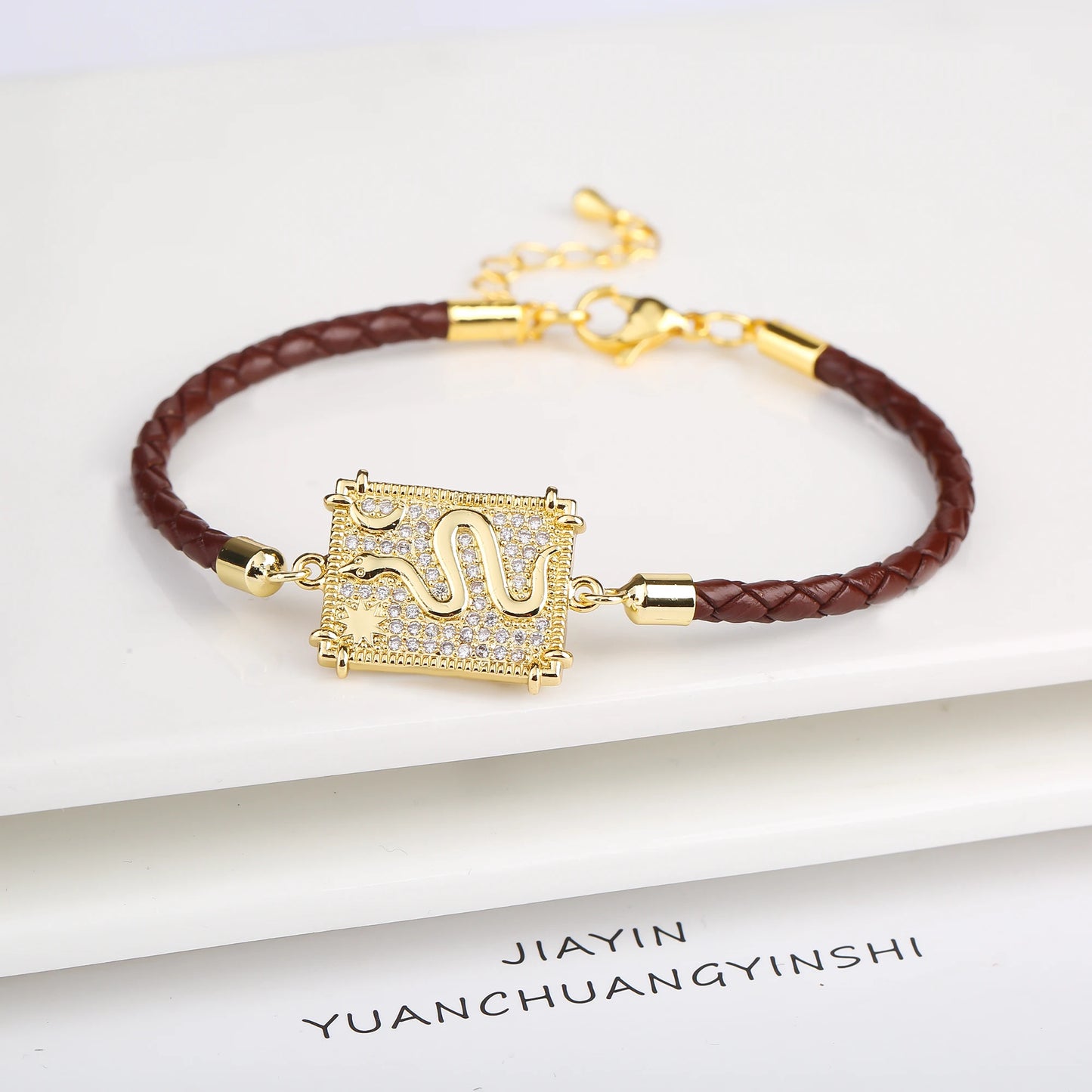 Personalized Square Geometric Star Zirconia Leather Braided Adjustable Bracelet Temperament for Women Party Jewelry Couple Gift