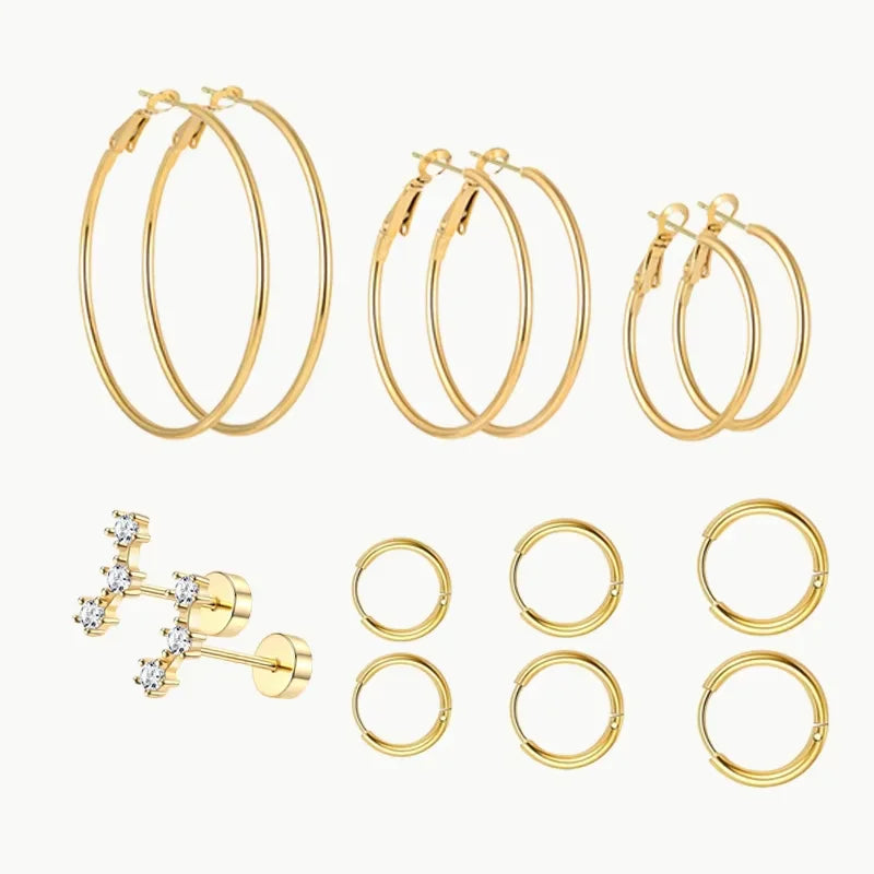 2/14 Pcs 20G Tiny Stainless Steel Screw Back Stud Earrings Set for Women, Simple Hinged Nose Rings Huggie Hoop Earring Jewelry