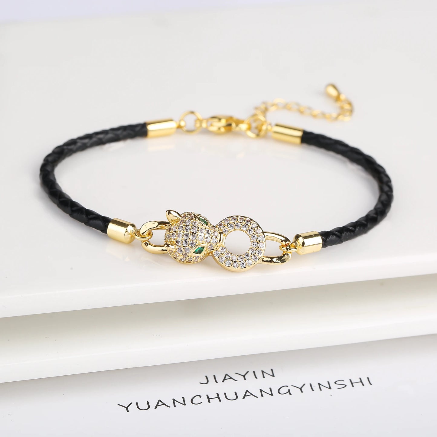 15 Style Hot Sale Shiny Zirconia Animal Leopard Head Leather Braided Bracelet Hip Hop for Men Women Fashion Jewelry Accessories