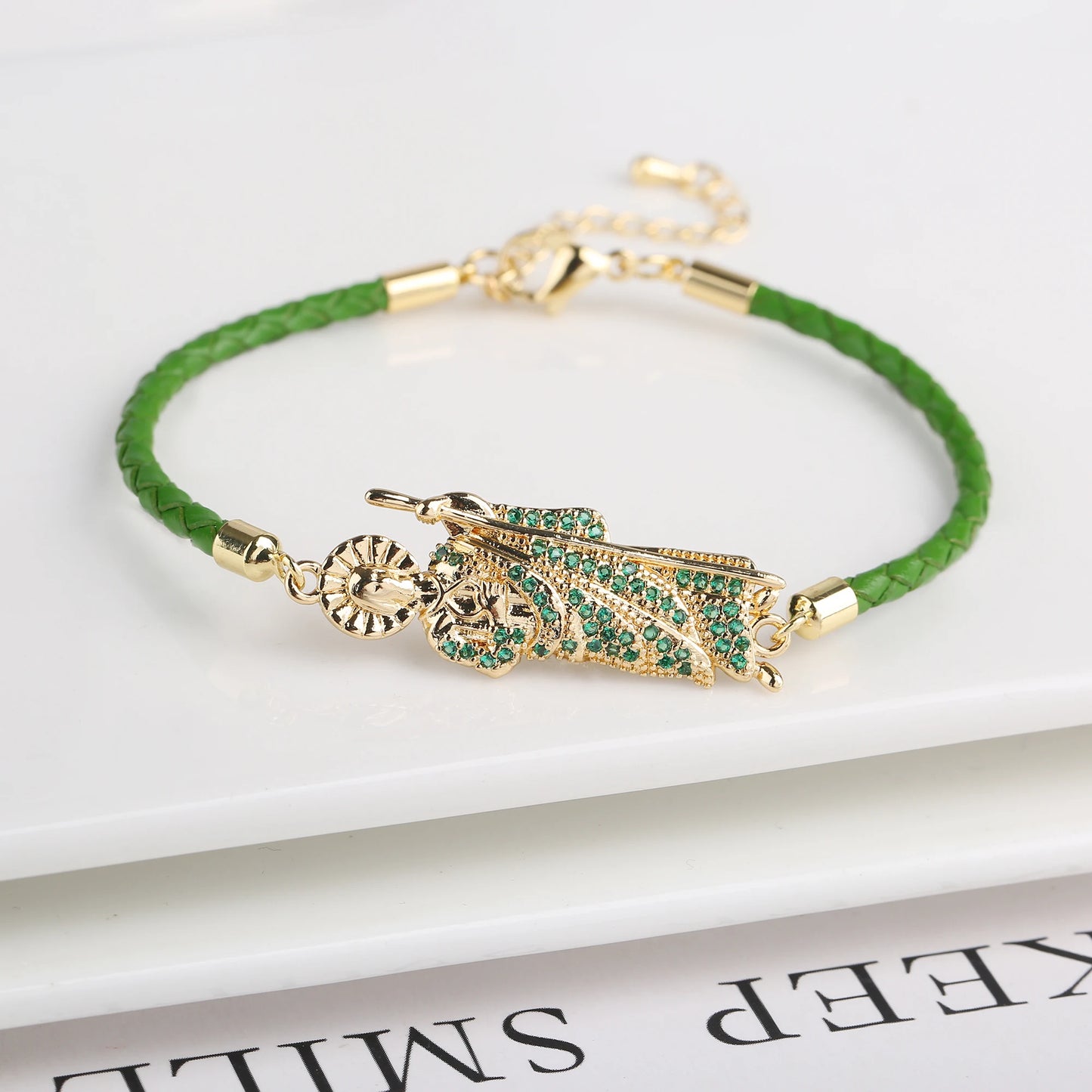 Hot Sale Green Pink Religious St. Jude Leather Rope Braided Jewelry Bracelet Fashion for Man Woman Daily Party Zirconia Jewelry