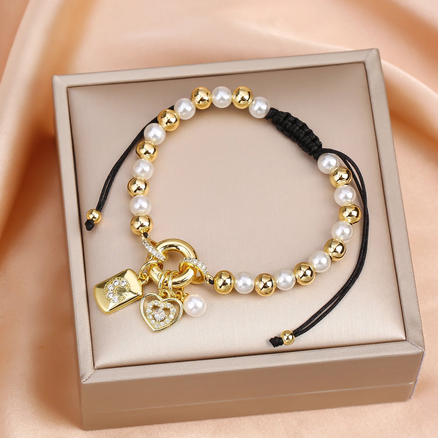 New Trend Crown Star Theme Zircon Bracelet Venezuela Flag Cross Pearl Chain Bracelet Fashion for Woman Girl Daily Wear Jewelry