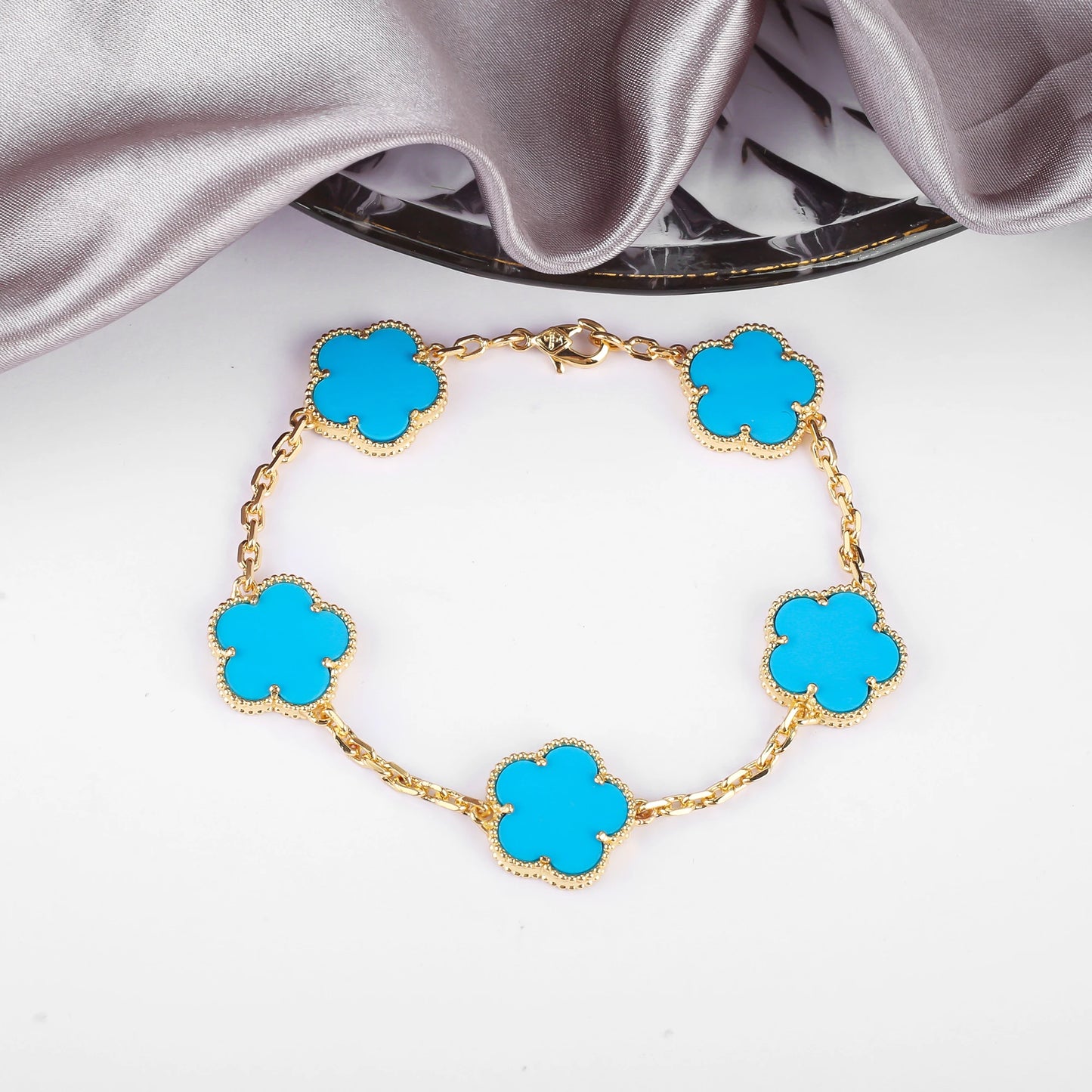 Simple 15mm Natural Shell Stone Five-Leaf Flower Set Bracelet Necklace Classic Flower Woman Jewelry Sets For Party Daily Wear