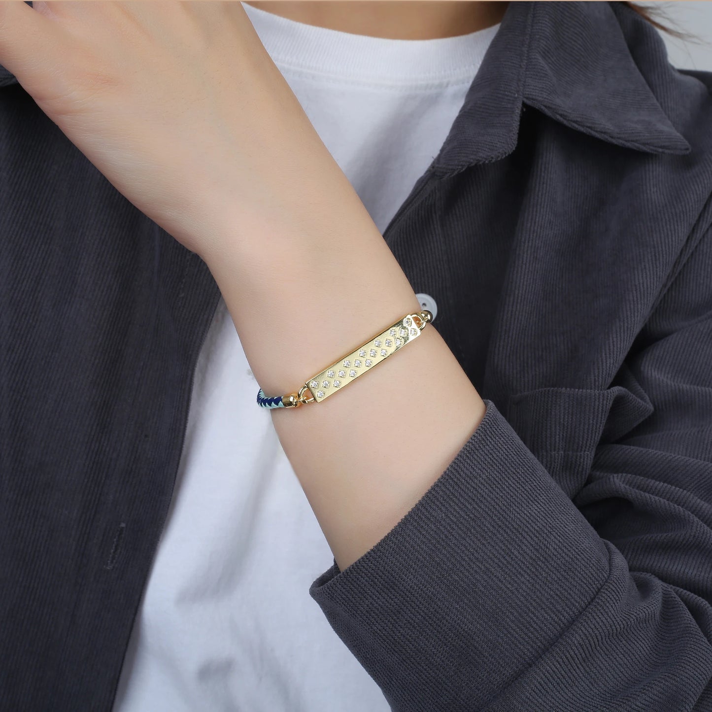 High Quality Cubic Zirconia Rectangle Accessory Leather Rope Bracelet Luxury for Party Wedding Jewelry Fine Gift Dropshipping