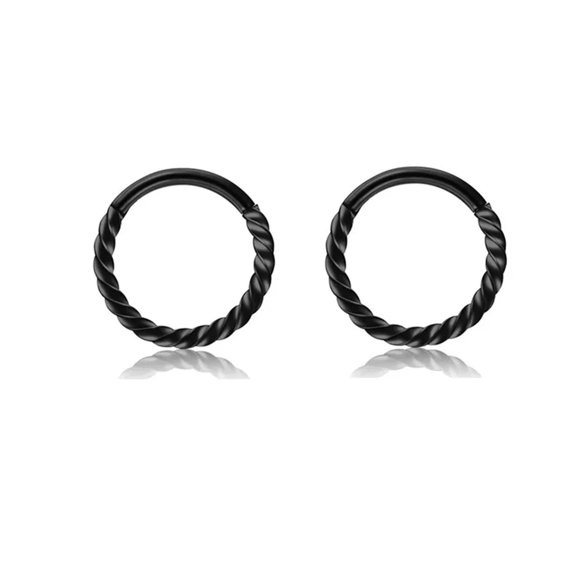 2pcs 316L Stainless Steel Twist Hinged Septum Nose Rings Hoops,Septum Clicker Cartilage Tragus Helix Ear Piercing jewelry