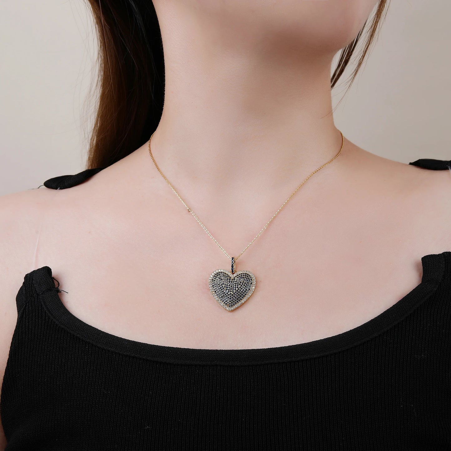 4 Colours Shiny Cubic Zirconia Heart Shape Pendant Necklace Romantic for Woman Girl Party Anniversary Jewellery Gift Accessory