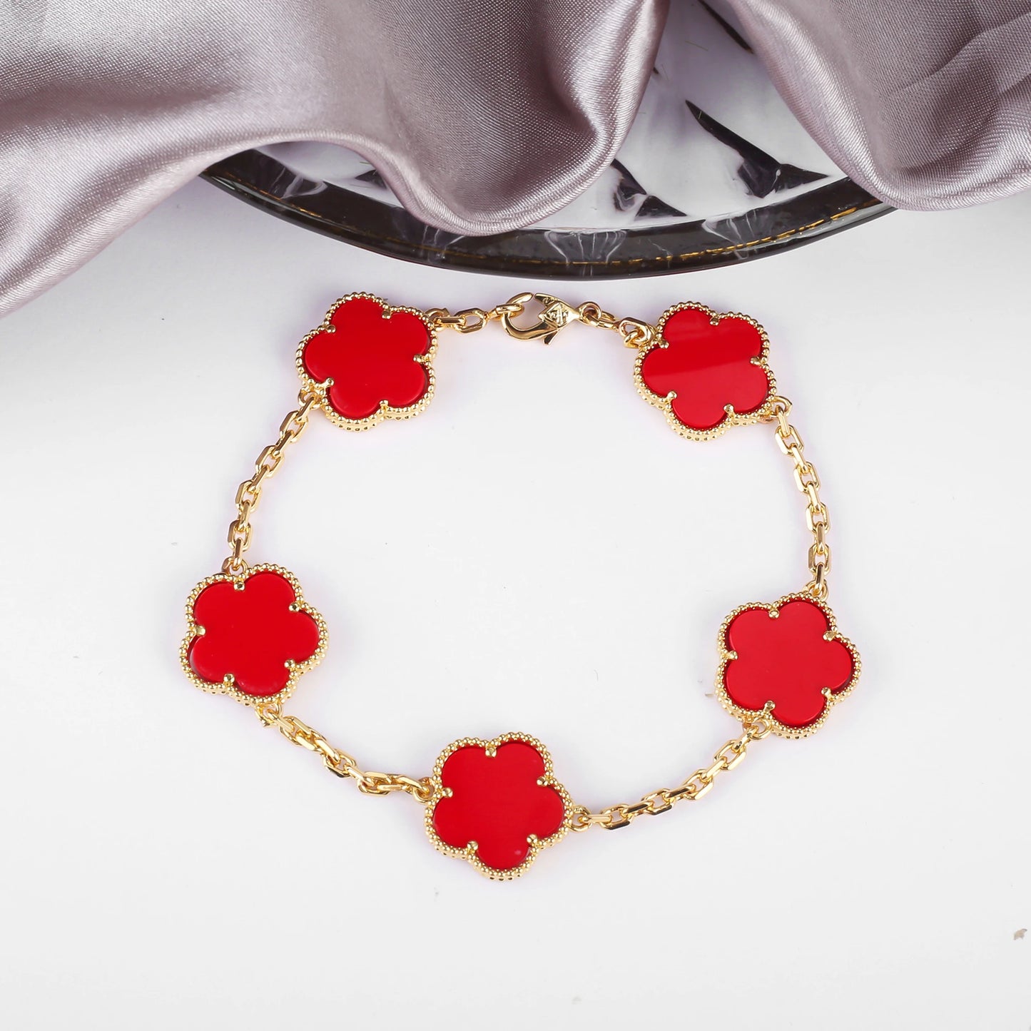 Simple 15mm Natural Shell Stone Five-Leaf Flower Set Bracelet Necklace Classic Flower Woman Jewelry Sets For Party Daily Wear