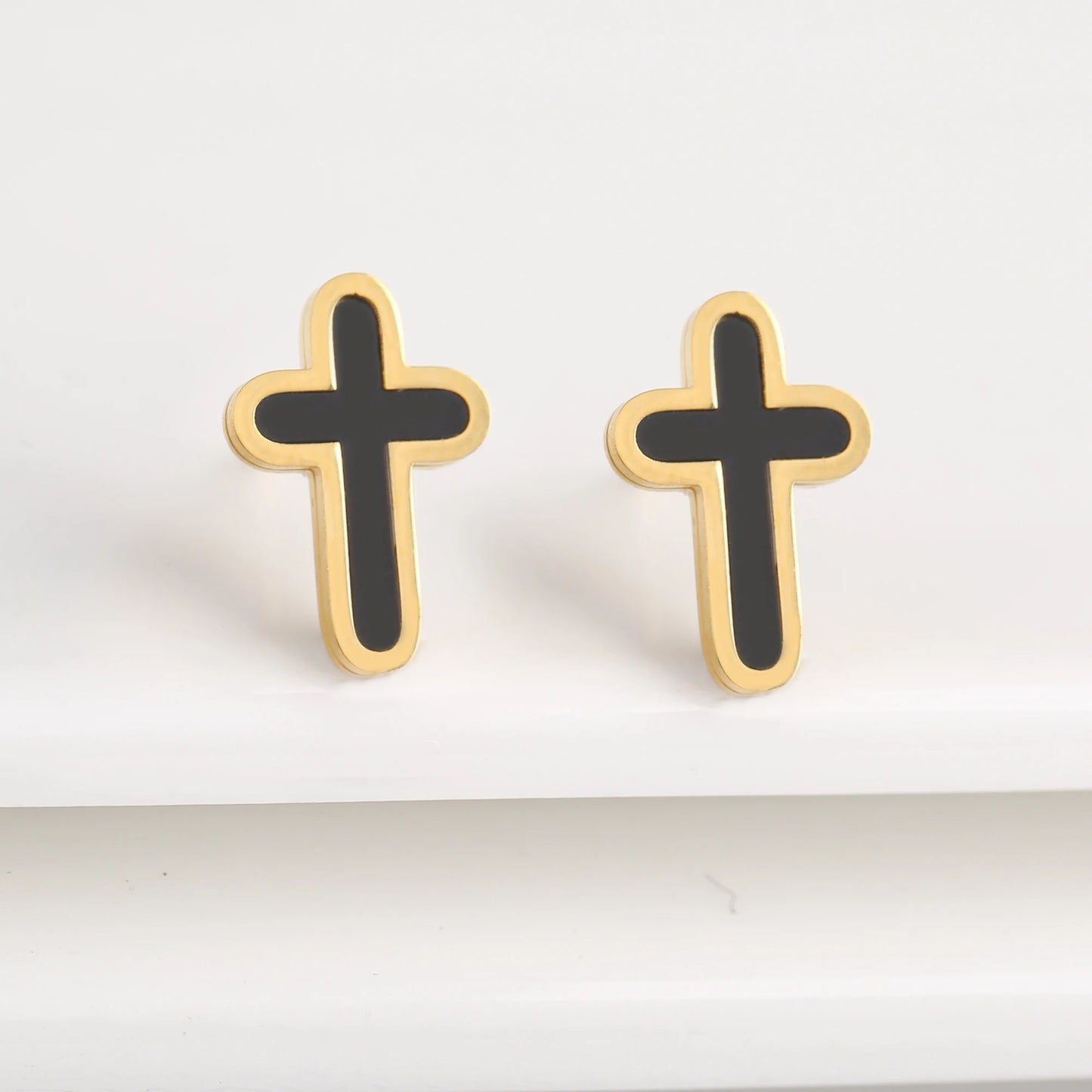 7 Colors New Design Cross Stainless Steel Classic Studs Earrings High Quality Minimalist Wedding Anniversary Woman Jewelry Gift