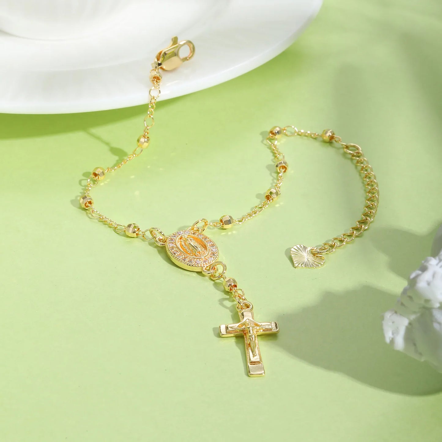 Y-Shaped Religious Virgin Mary Beaded Necklace for Women, Holy Rosary Cross Jesus Pendant Necklace,Christianity Prayer Jewelry