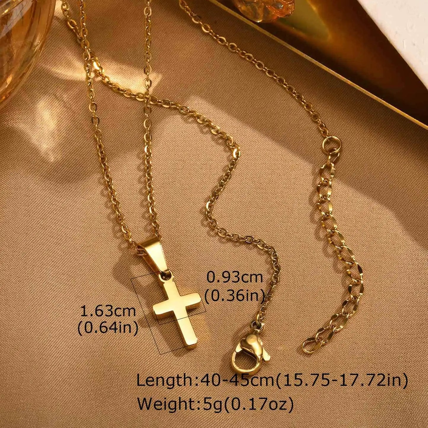 Vnox Christian Religion Necklaces For Women Men,Stainless Steel Chain Cross Pendant Charm Necklace,Classic Gold Plated Jewelry