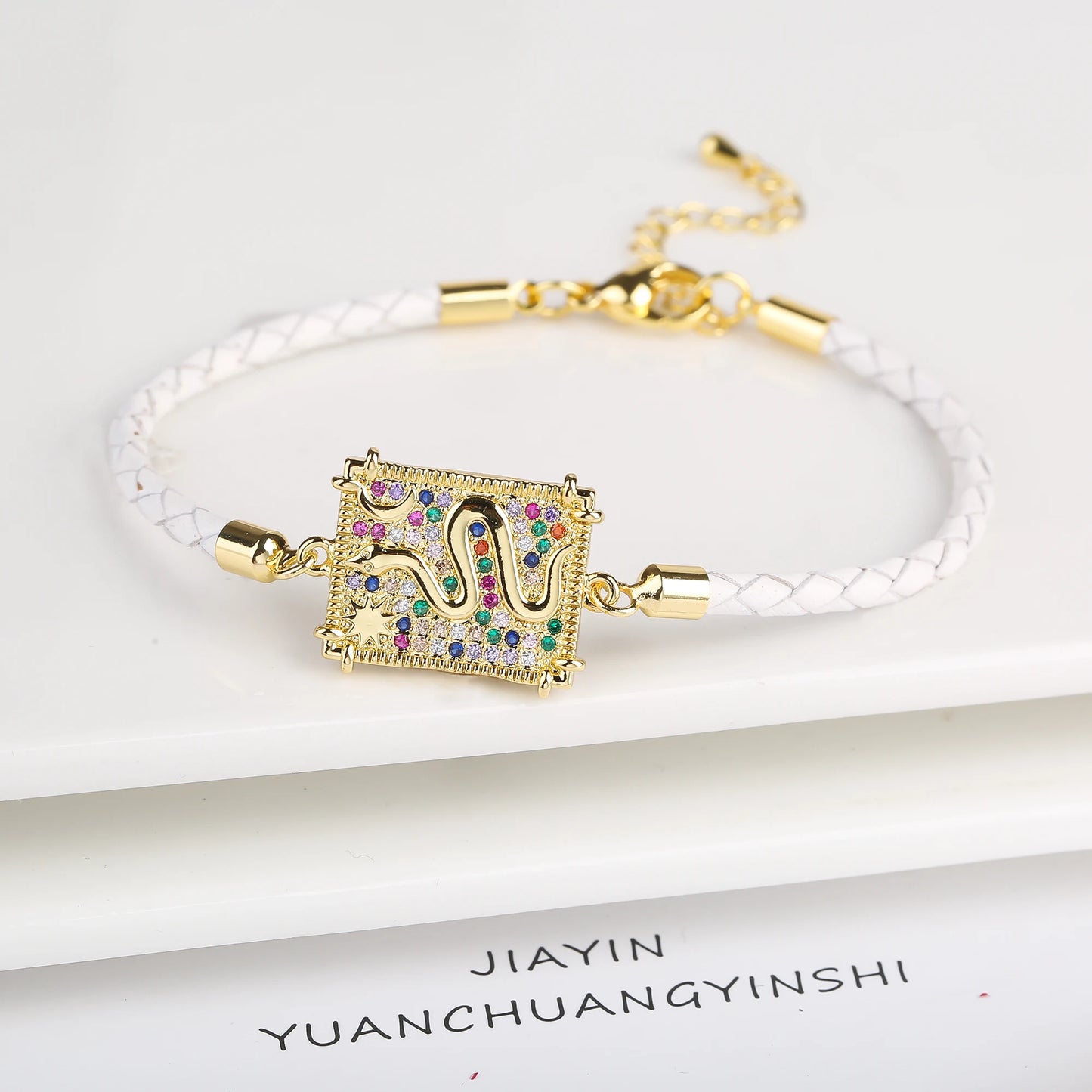 Personalized Square Geometric Star Zirconia Leather Braided Adjustable Bracelet Temperament for Women Party Jewelry Couple Gift