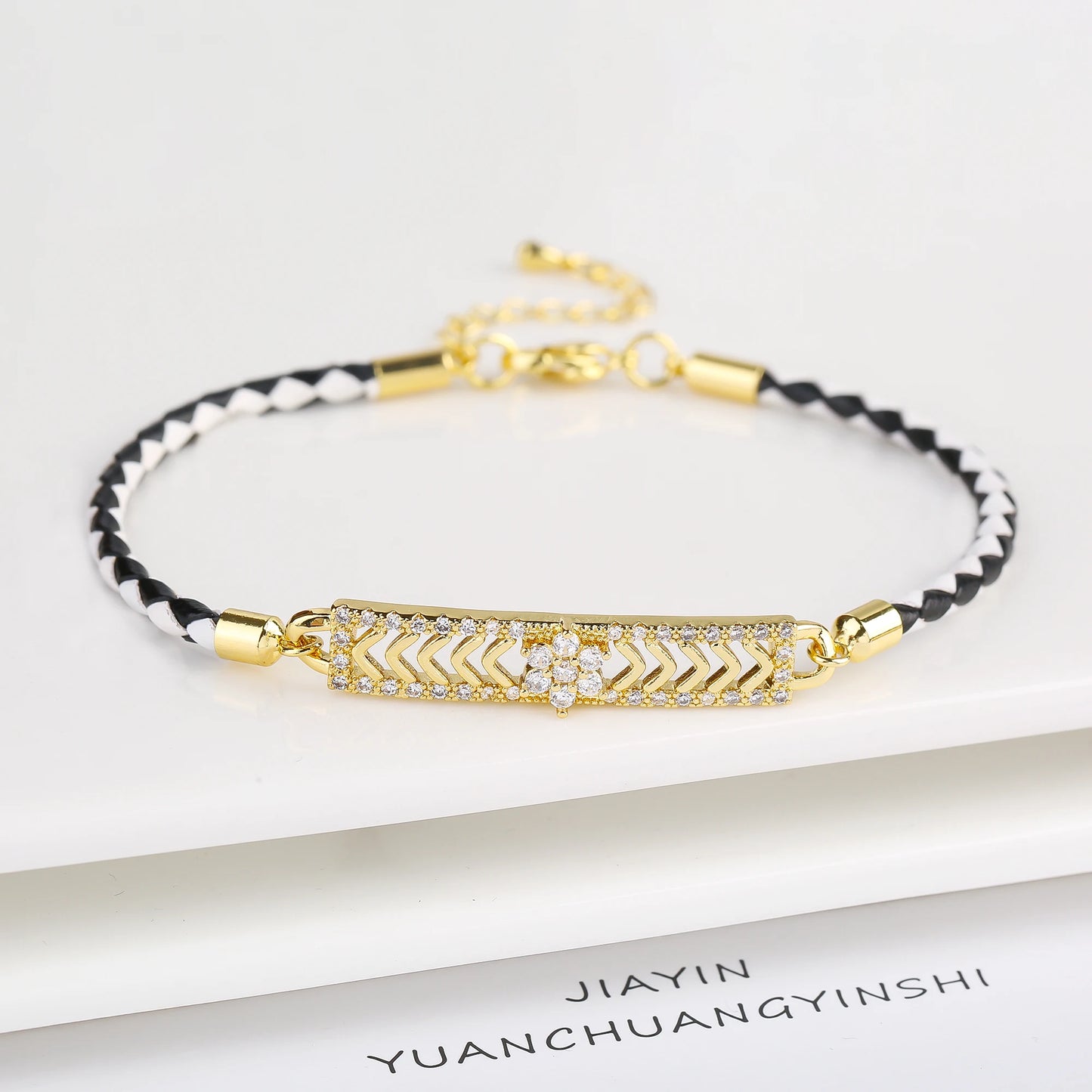 High Quality Cubic Zirconia Rectangle Accessory Leather Rope Bracelet Luxury for Party Wedding Jewelry Fine Gift Dropshipping