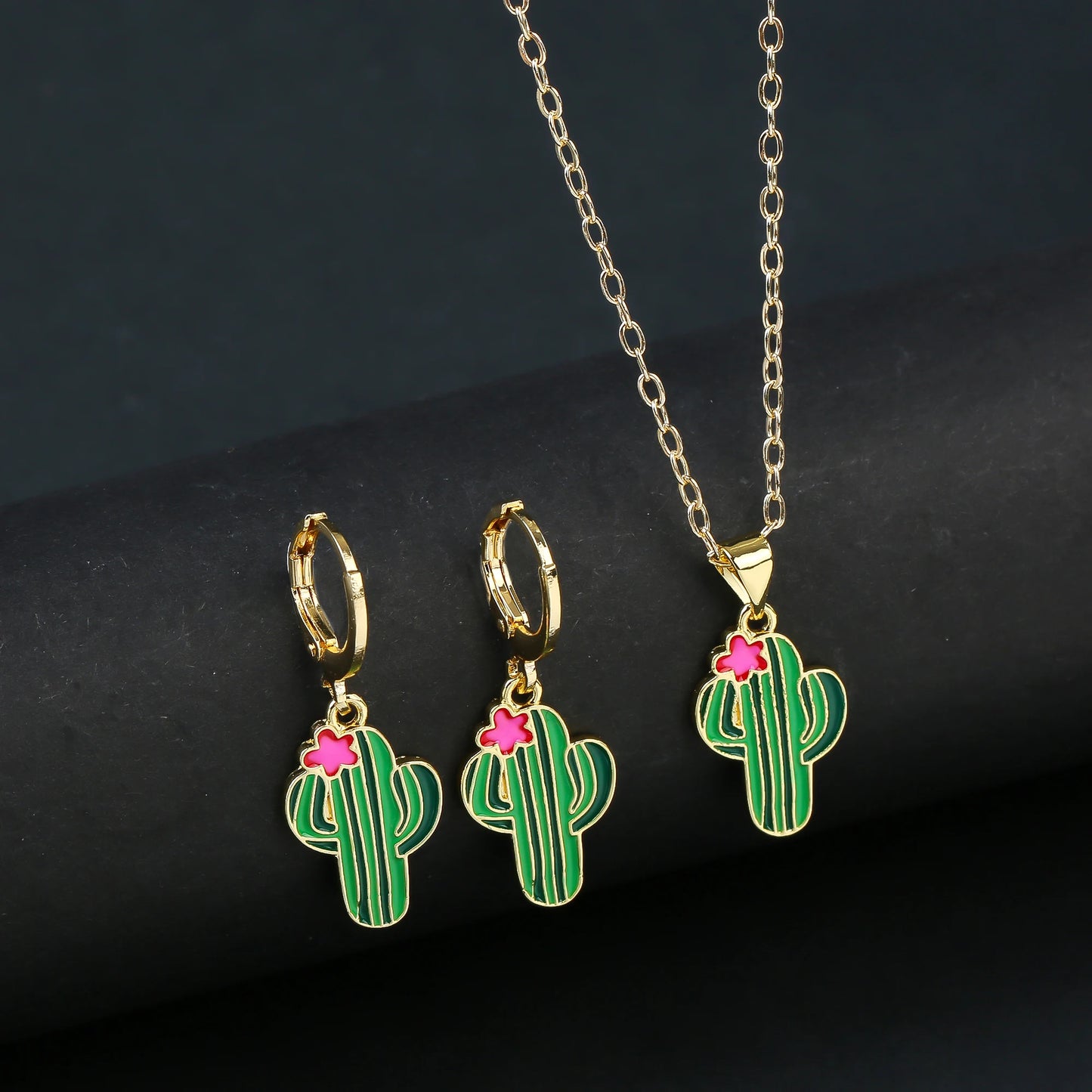 Fashion Venezuela Flag Cross Jewelry Set Classic Cactus Flower Earrings Necklace Charming for Woman Daily Party Jewelry Gift