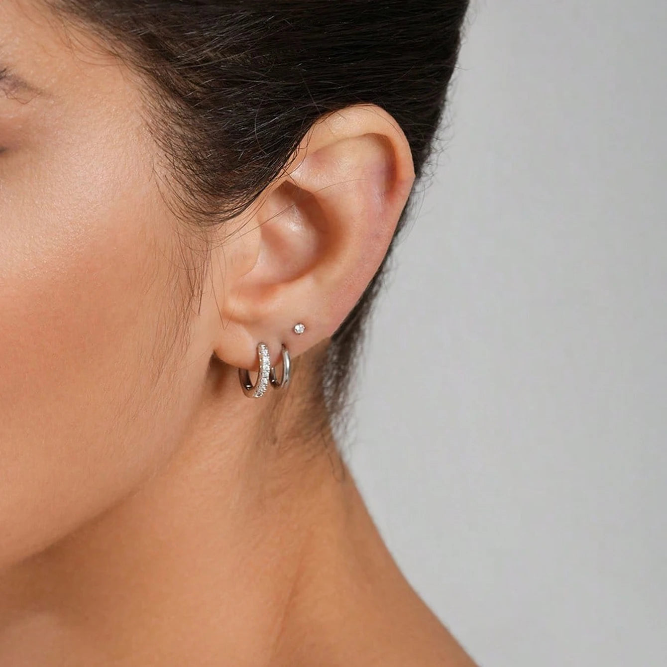 3Pcs Hypoallergenic Stainless Steel Cartilage Stud Earrings Set,Cubic Zerconia Daith Tragus Lobe Piercing Jewelry Accessories