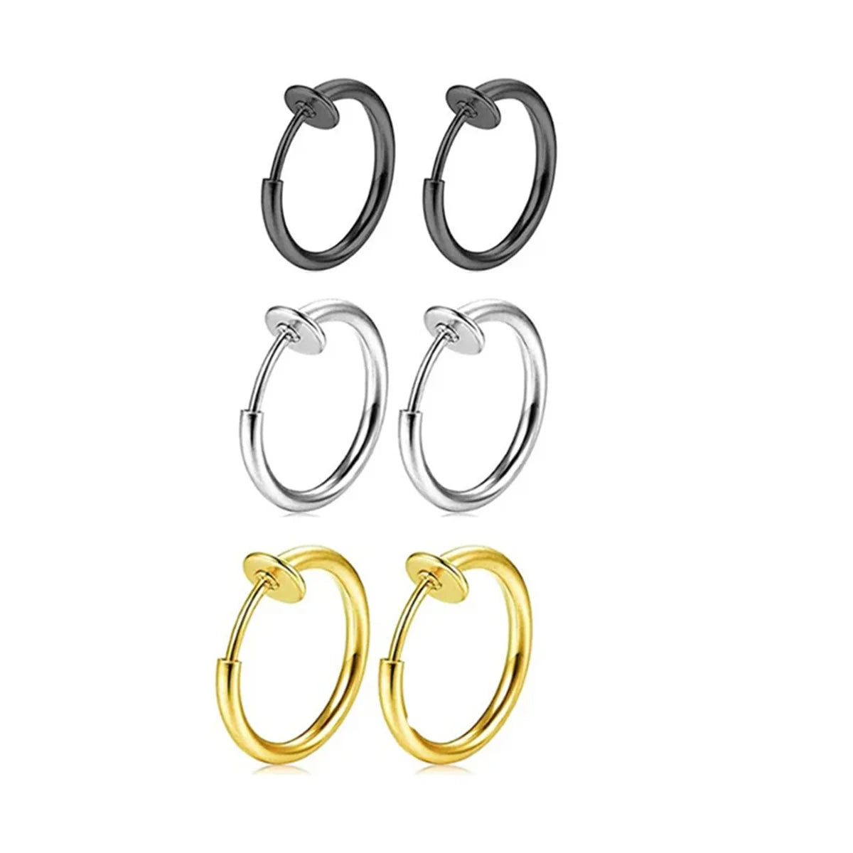 2/8pcs Fake Nose Ring Hoops, Clip on Ear Fake Septum Ring Non Piercing Spring Hoop Earrings Lip Ring Fake Cartilage Earrings