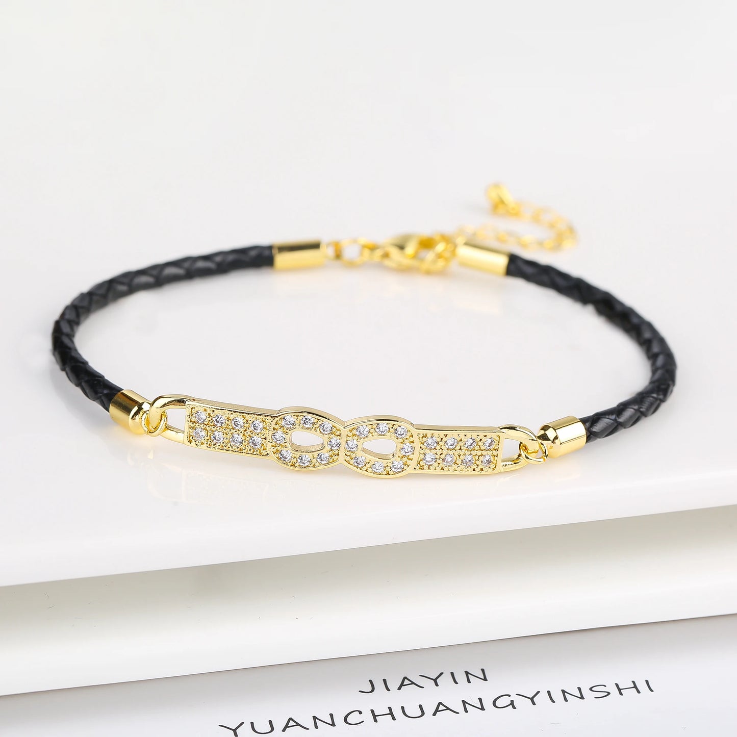High Quality Cubic Zirconia Rectangle Accessory Leather Rope Bracelet Luxury for Party Wedding Jewelry Fine Gift Dropshipping