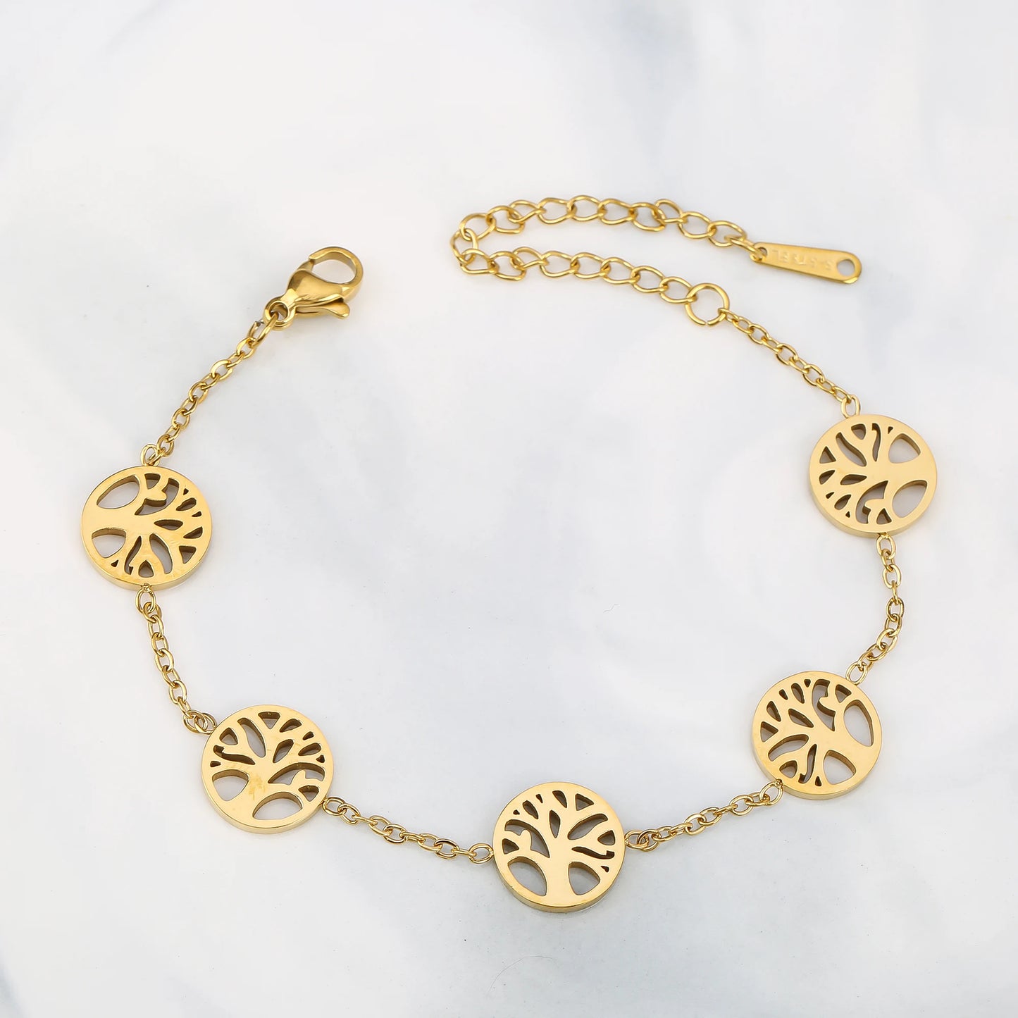Top Quality Gold Plated Stainless Steel Tree Of Life Necklace Earrings Bracelet 3 Pcs Jewelry Set For Woman Girl Party Jewelry
