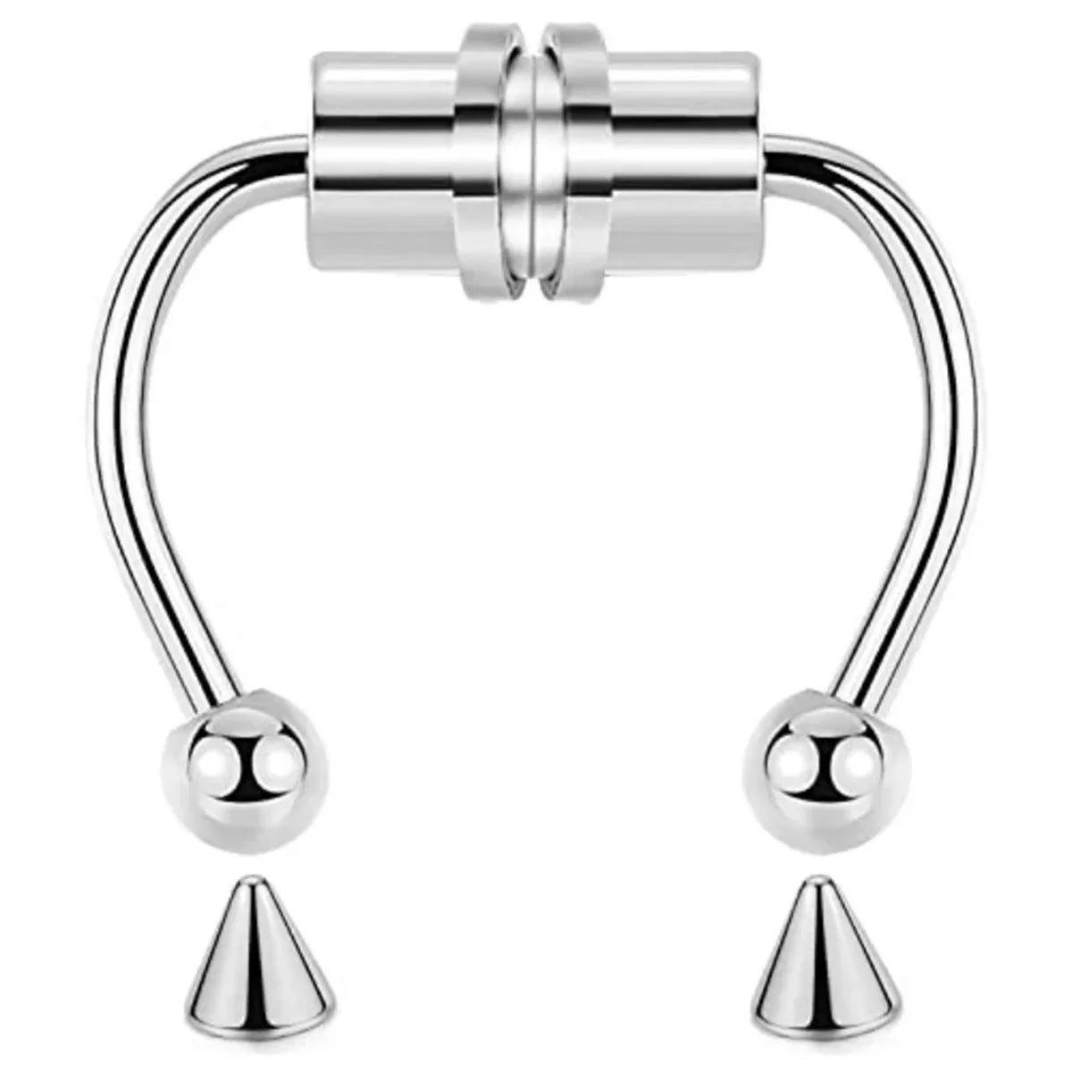 1/2/3/4/5pcs Fake Magnetic Stainless Steel Nose Rings,Non Piercing Septum Rings Magnetic Nose Ring Clipped Onto The Nose
