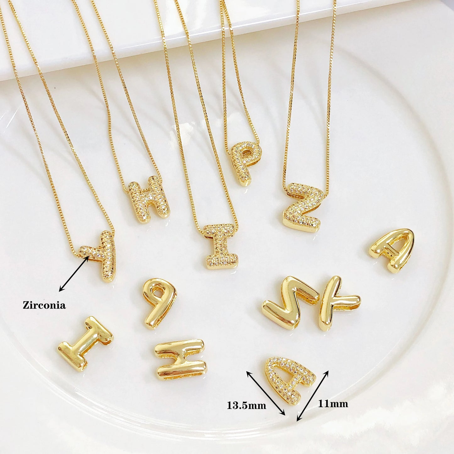 A-Z Zirconia Alphabet Gold Plated Stainless Steel Pendant Necklace for Women Initial Letter Clavicle Necklaces Collar Jewelry