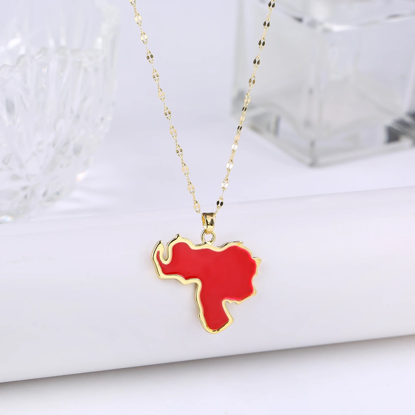 New Classic Venezuela Dominica Mexico Map Flag Pendant Necklace For Men Women Party Festival Ethnic Gold Color Jewelry Gift